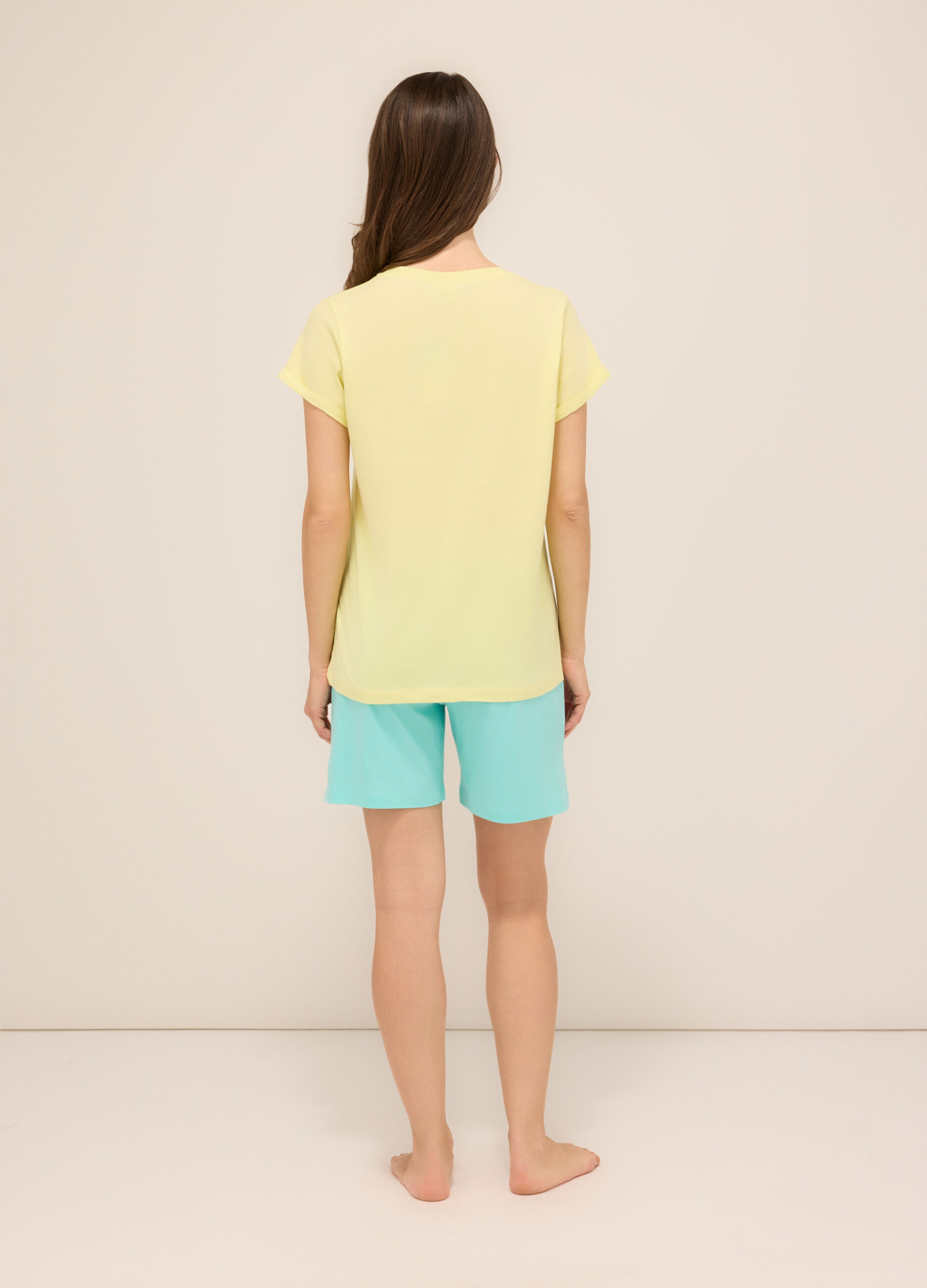 Set pigiama corto in jersey di puro cotone donna_1