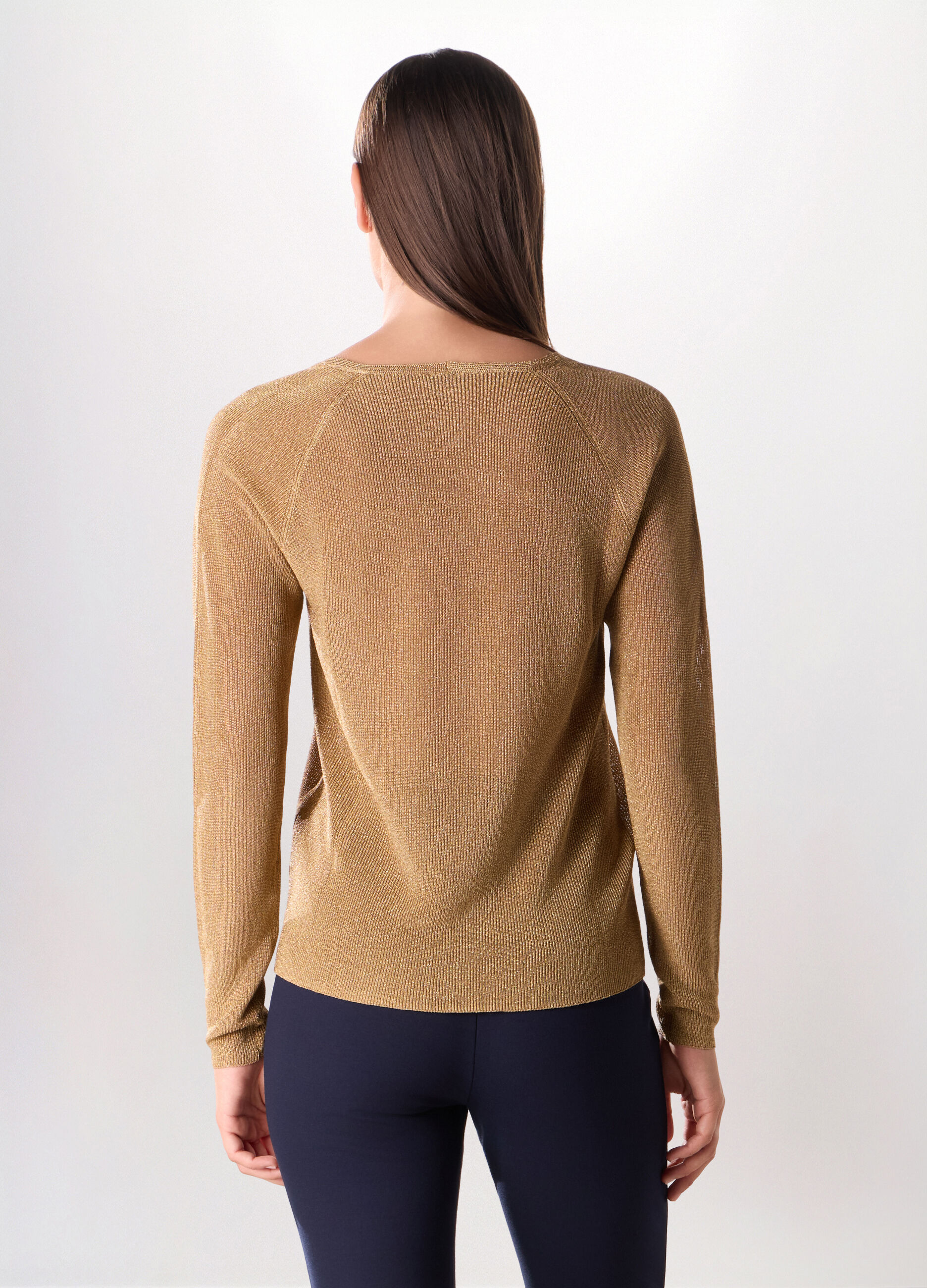 Pullover tricot con filo lurex donna_1