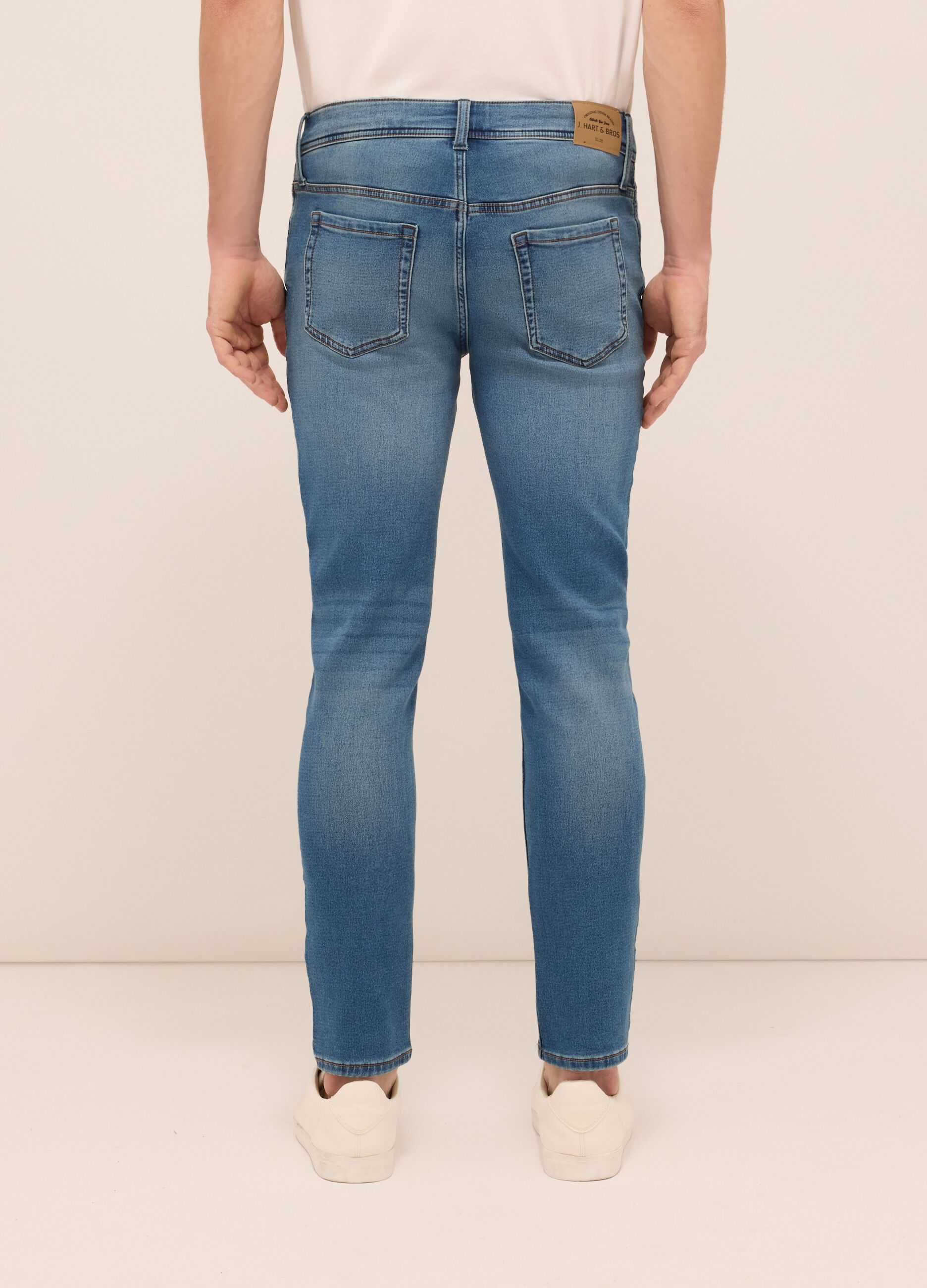 Jeans 5 tasche slim fit in denim di cotone stretch uomo_1
