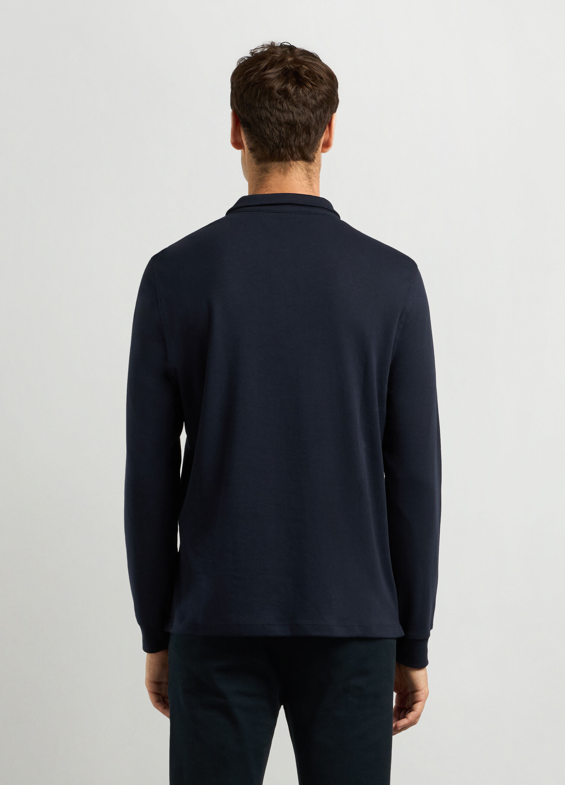 Polo a maniche lunghe in puro cotone uomo_1