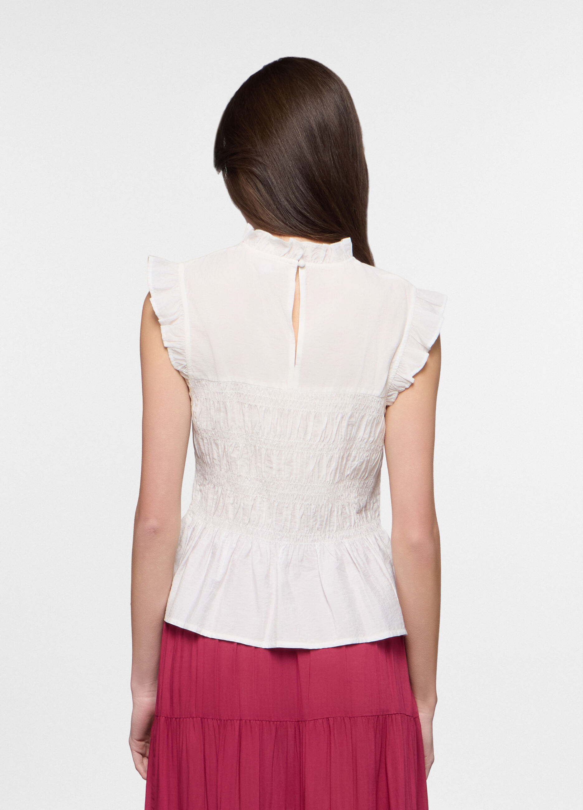 Blusa slim fit cr&ecirc;pe misto viscosa donna_1