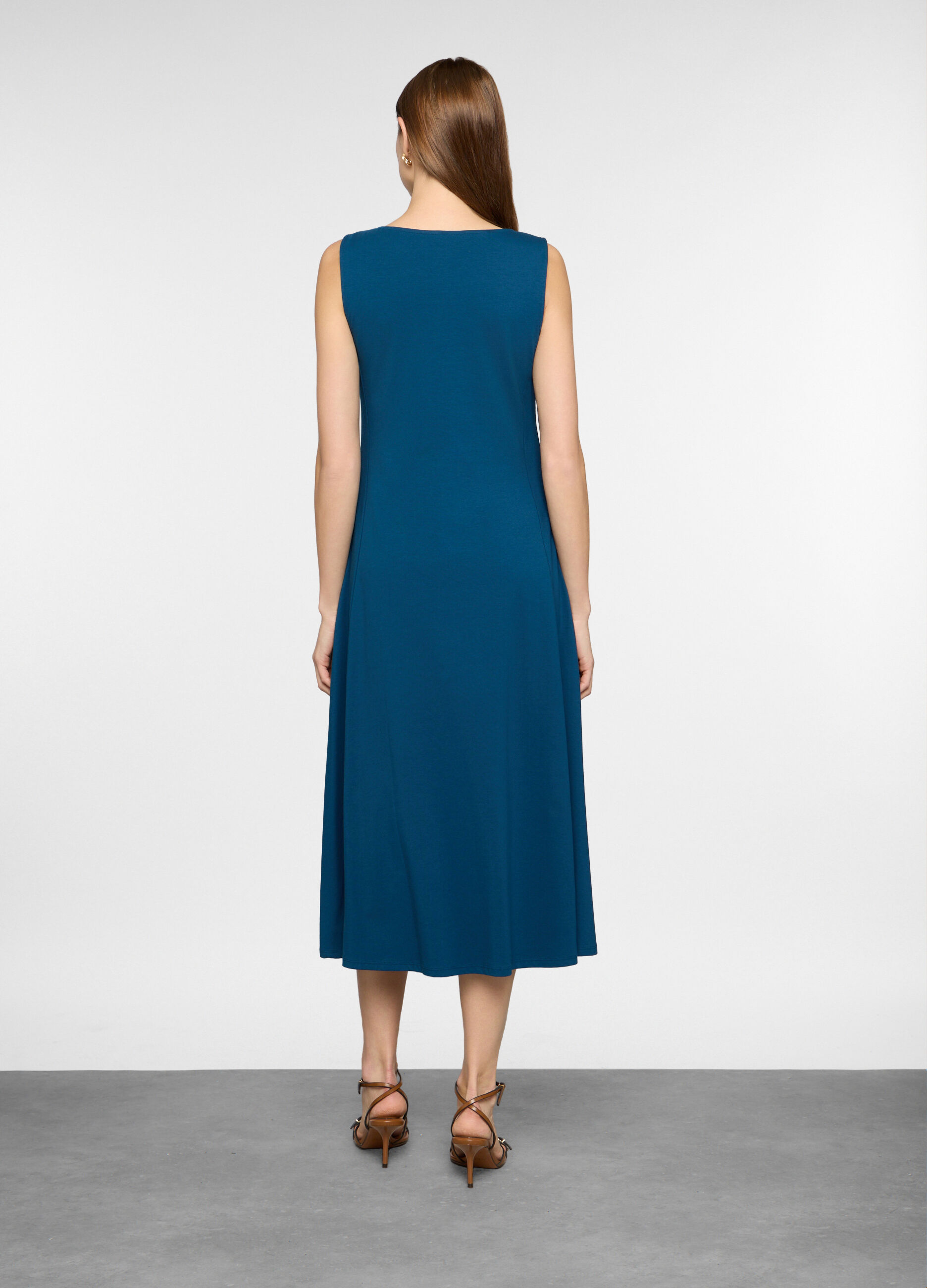 Abito lungo girocollo in jersey stretch donna_1