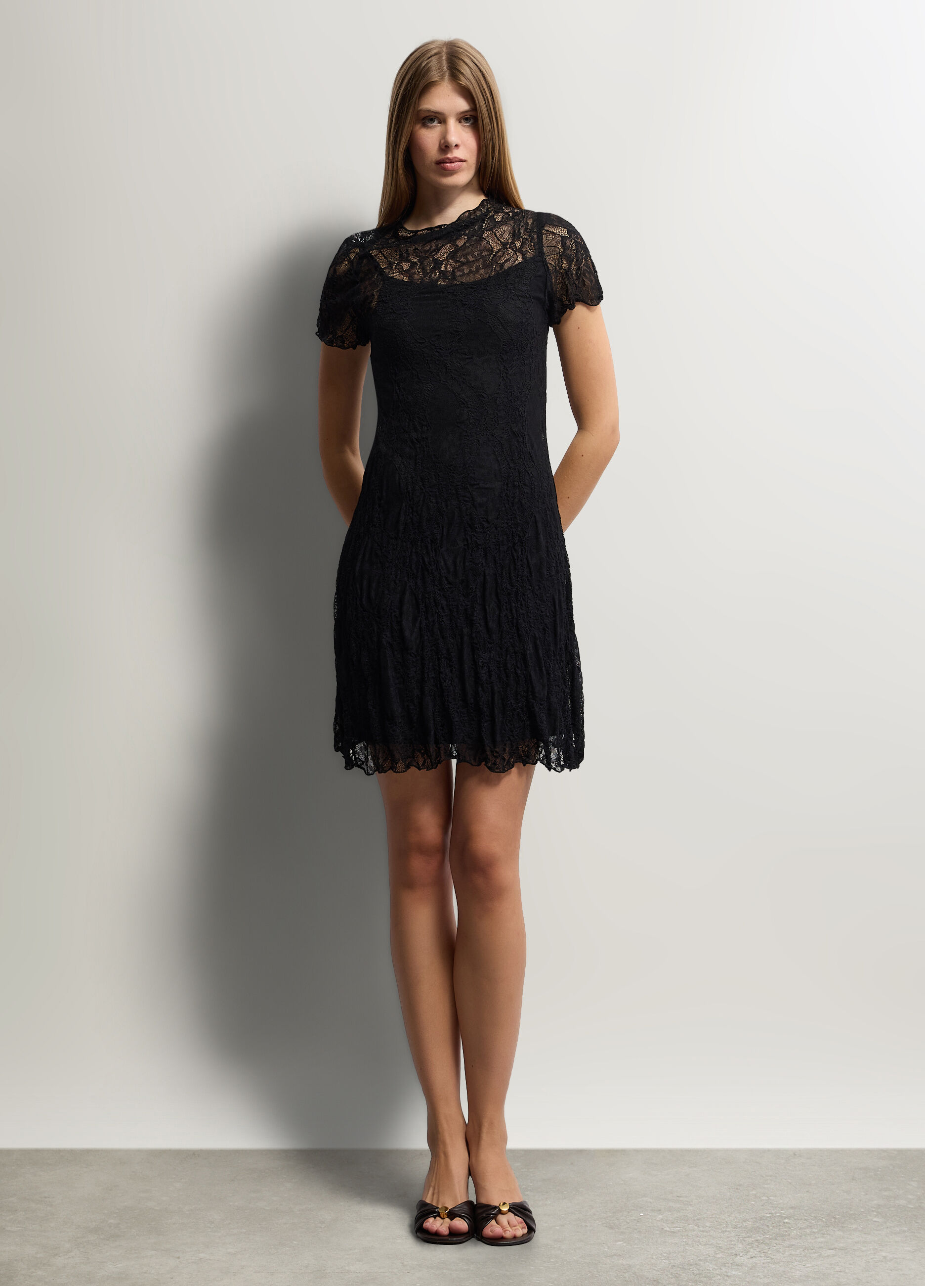 Abito corto in pizzo donna_0