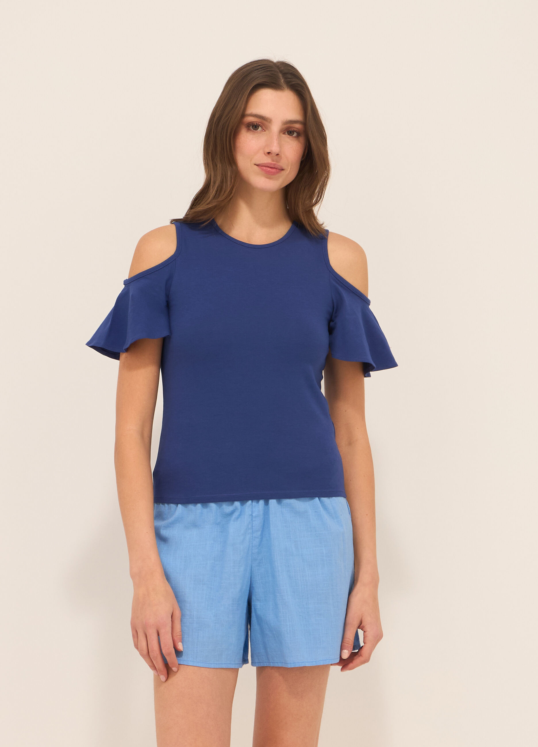 T-shirt in jersey di cotone stretch donna_0