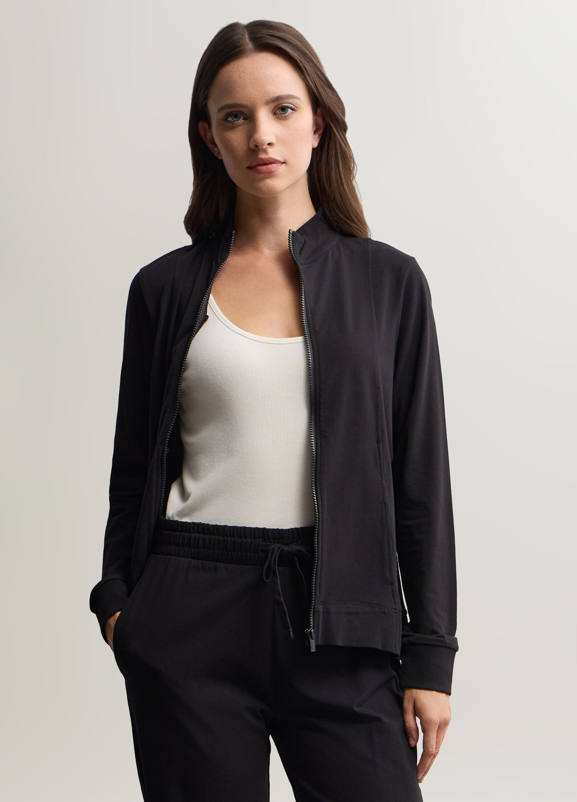 Felpa in jersey di cotone stretch donna_0