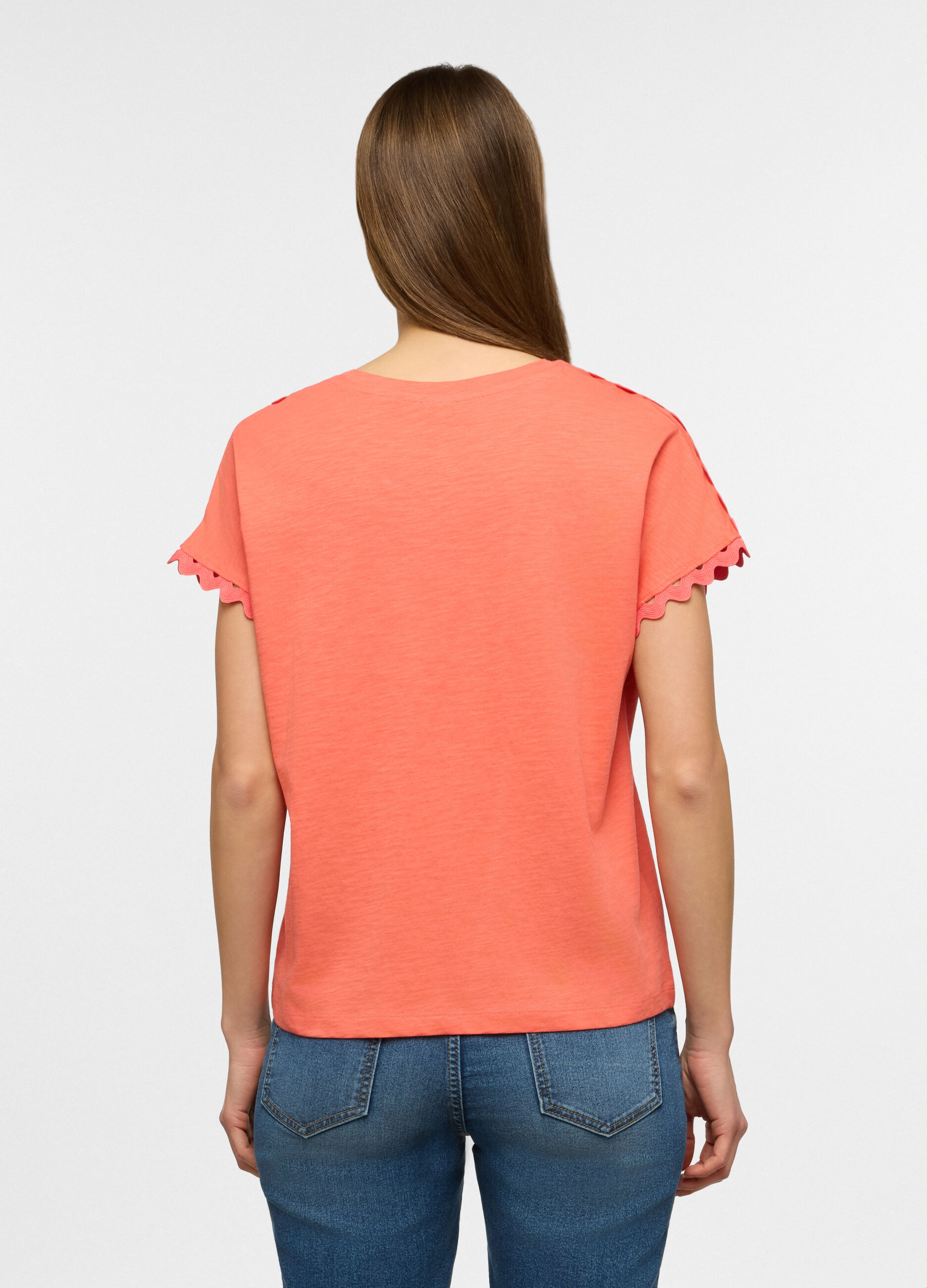 T-shirt a girocollo in puro cotone slub donna_1