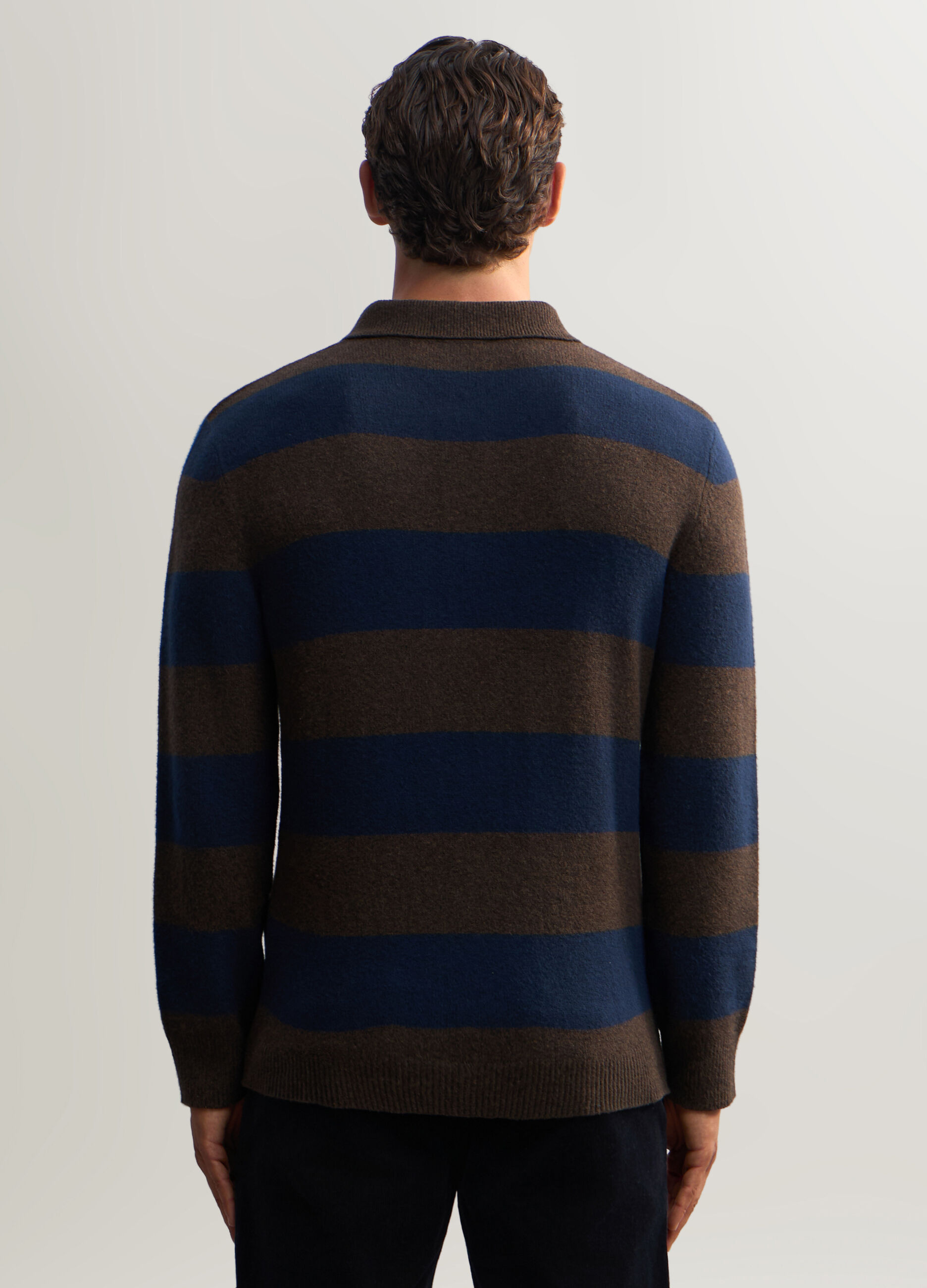 Polo a righe in maglia di cotone stretch uomo