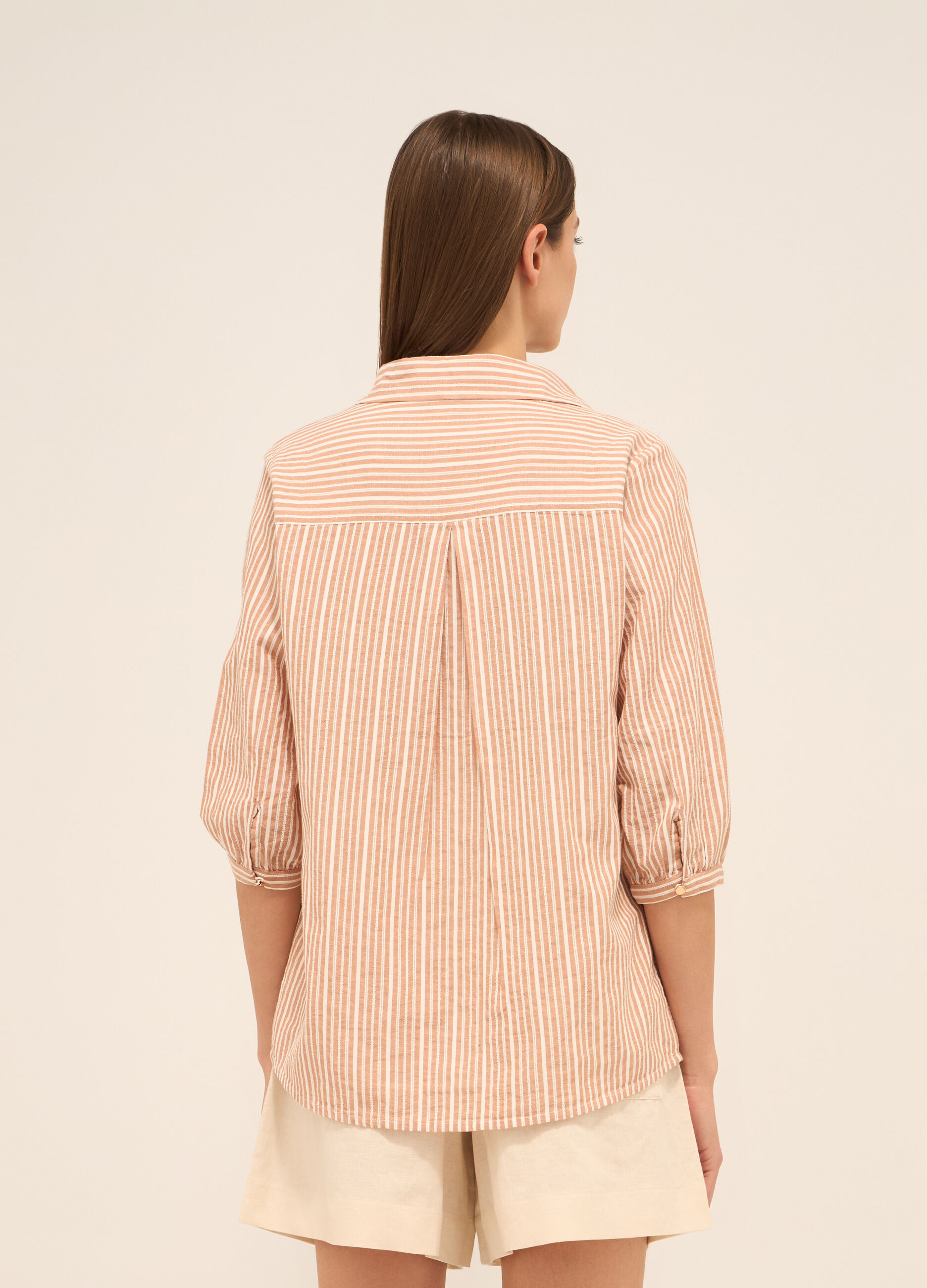 Camicia a righe in puro cotone donna_1