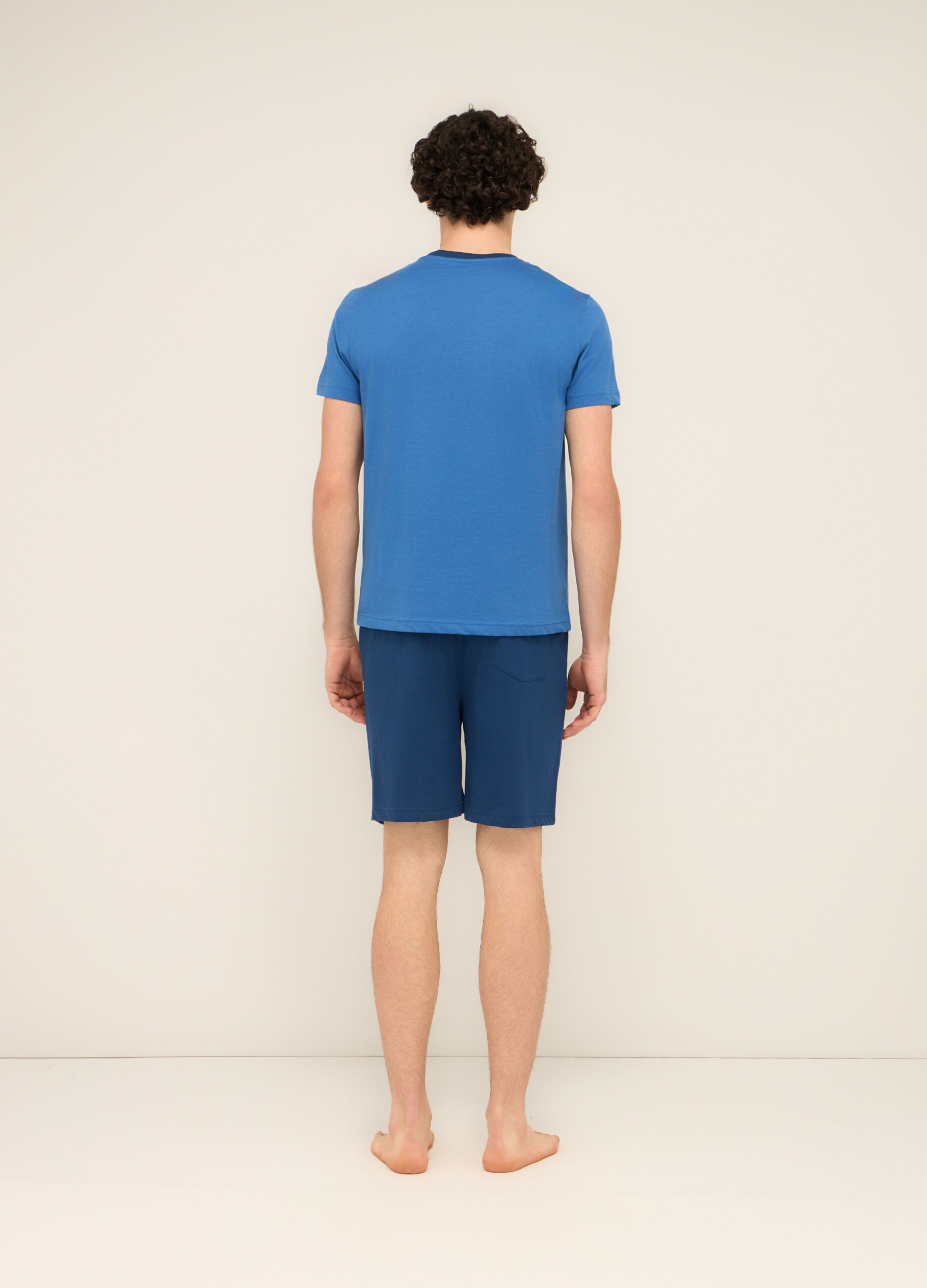 Pigiama corto in cotone bicolor uomo_1