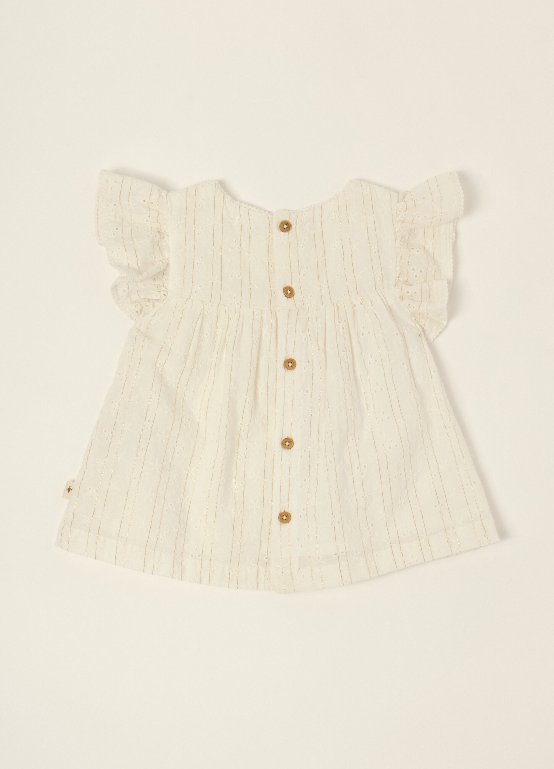 Maglietta bianca in misto cotone con maniche corte_1