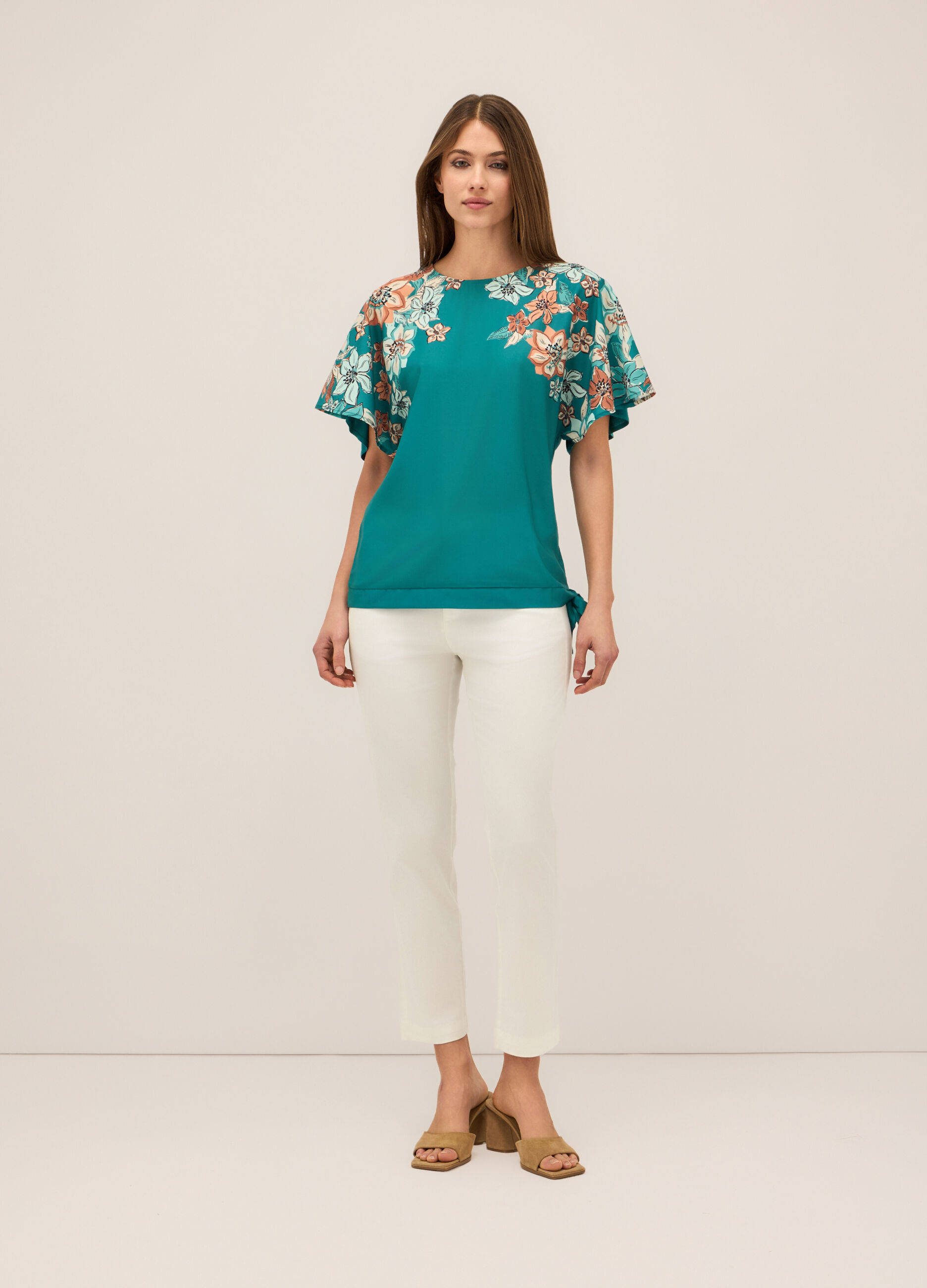 Pantaloni chino in twill di cotone stretch donna_0