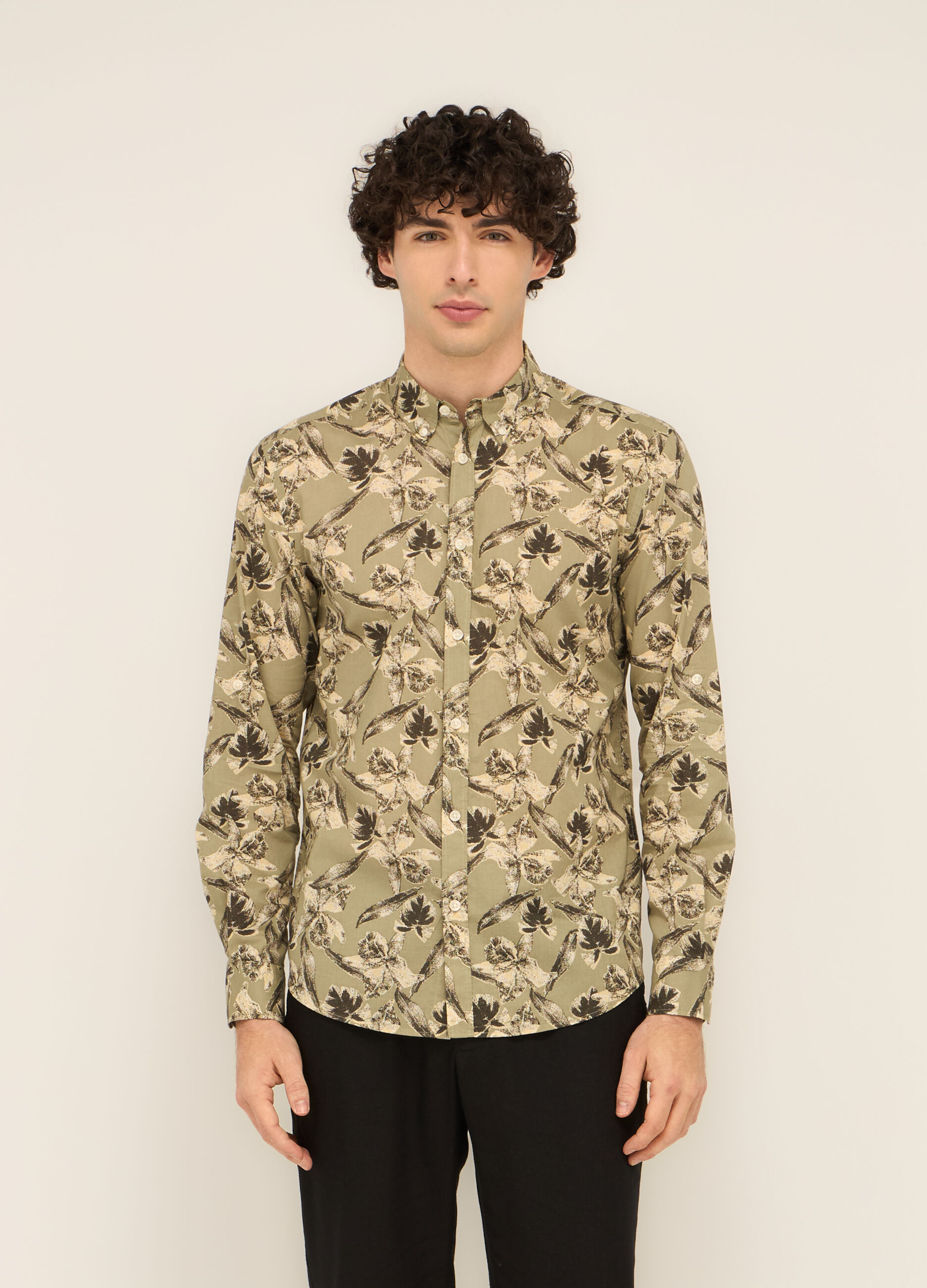 Camicia regular fit in cotone a fantasia uomo_0