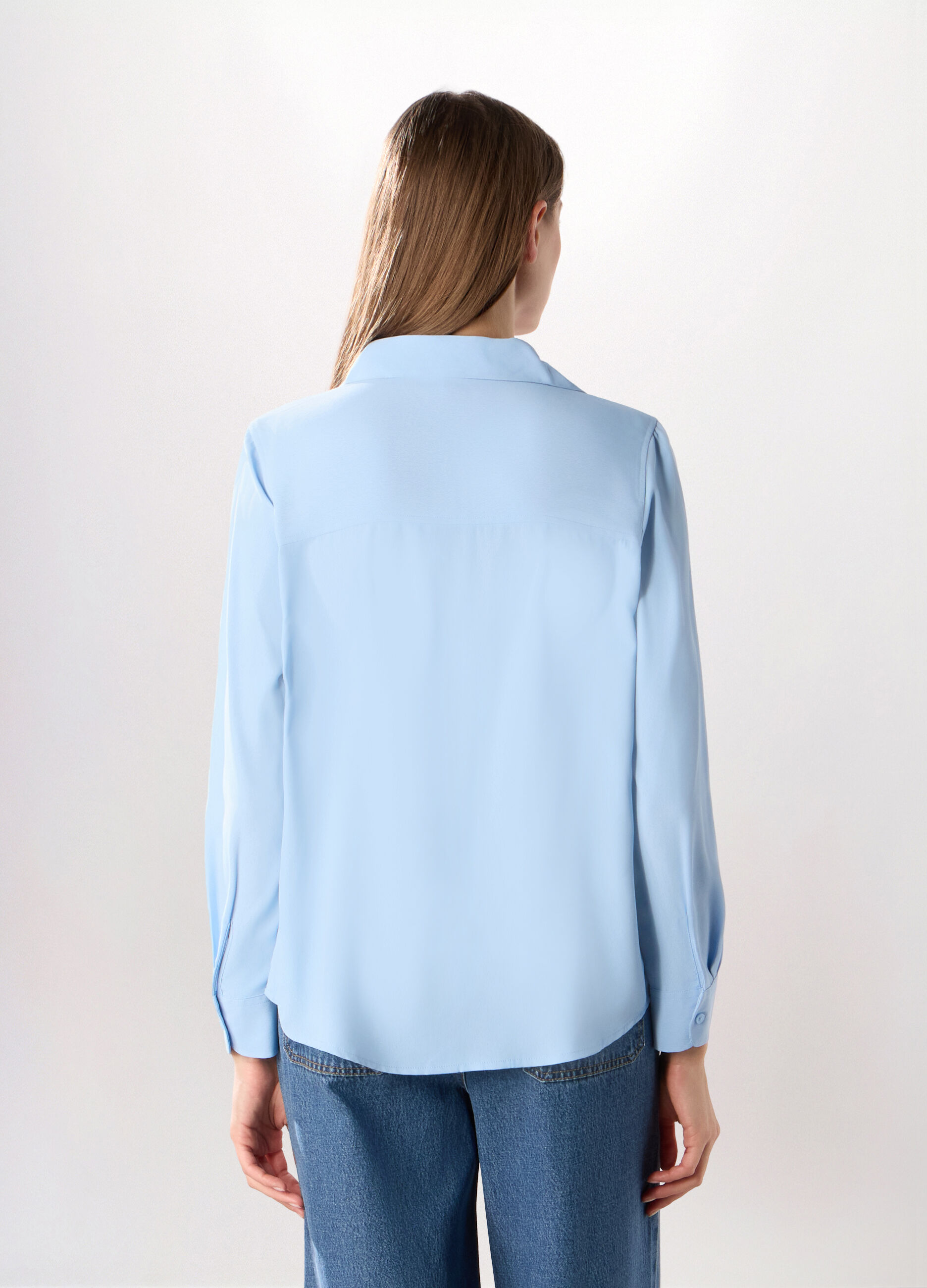 Camicia a maniche lunghe tinta unita donna_1