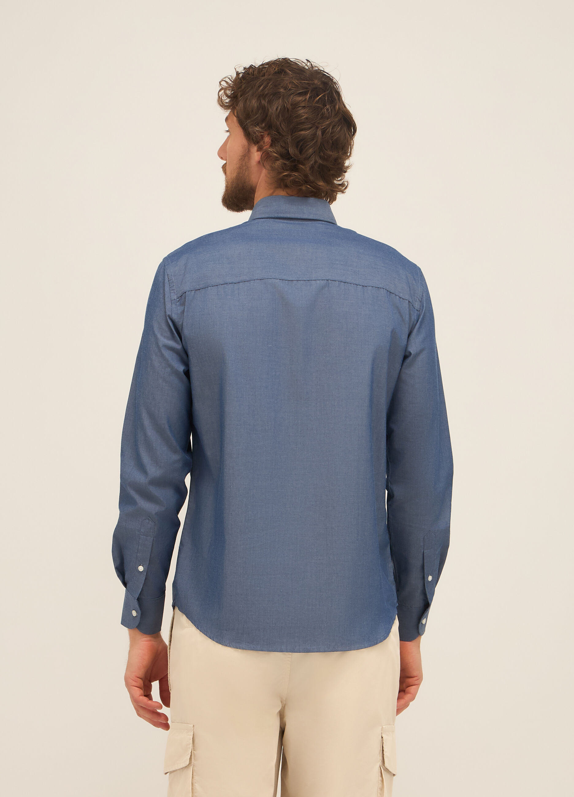 Camicia regular fit button-down in misto cotone uomo_1