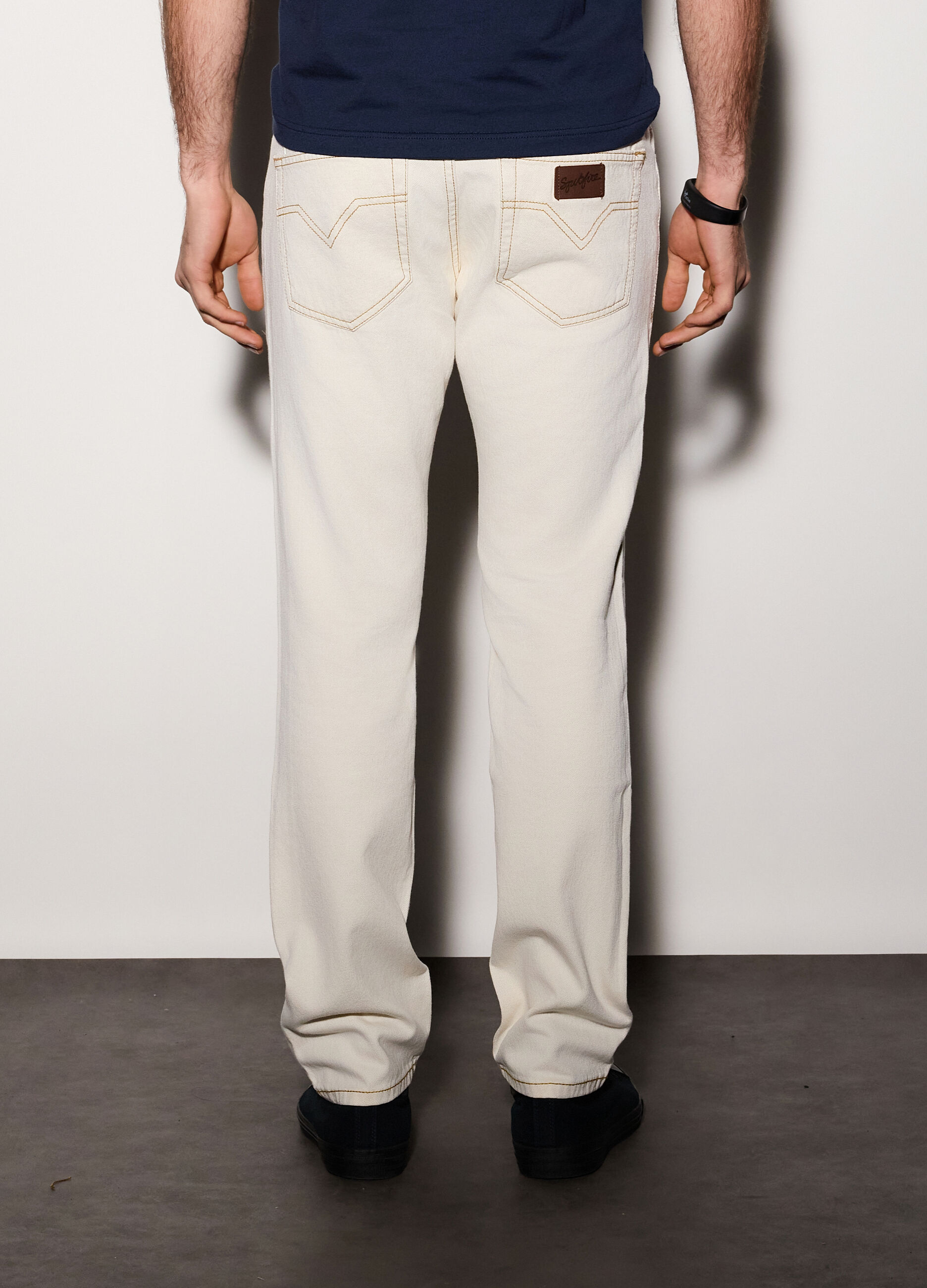 Jeans regular fit in denim di cotone e canapa uomo_1