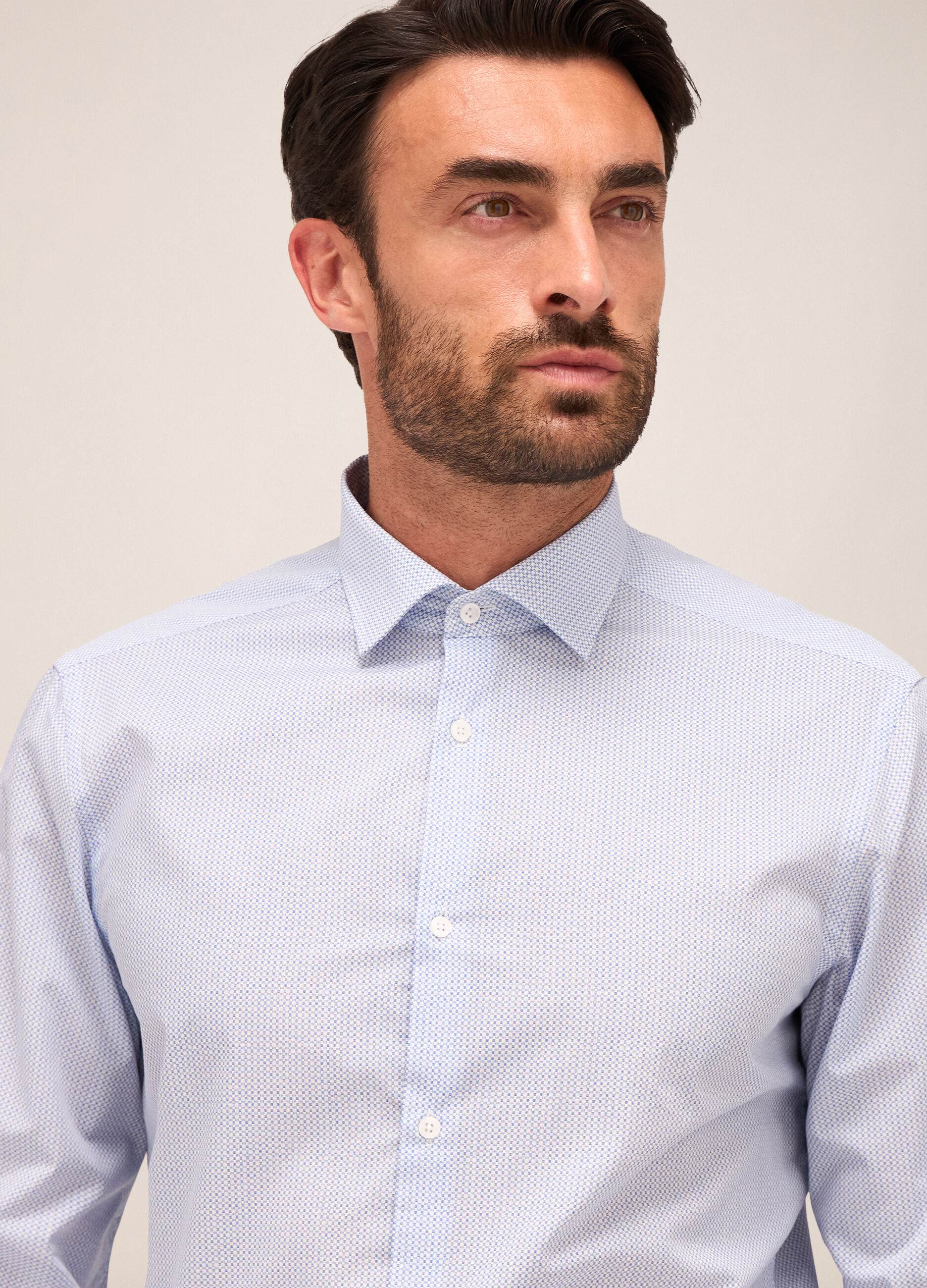 Camicia regular fit colletto classico in misto cotone uomo_2