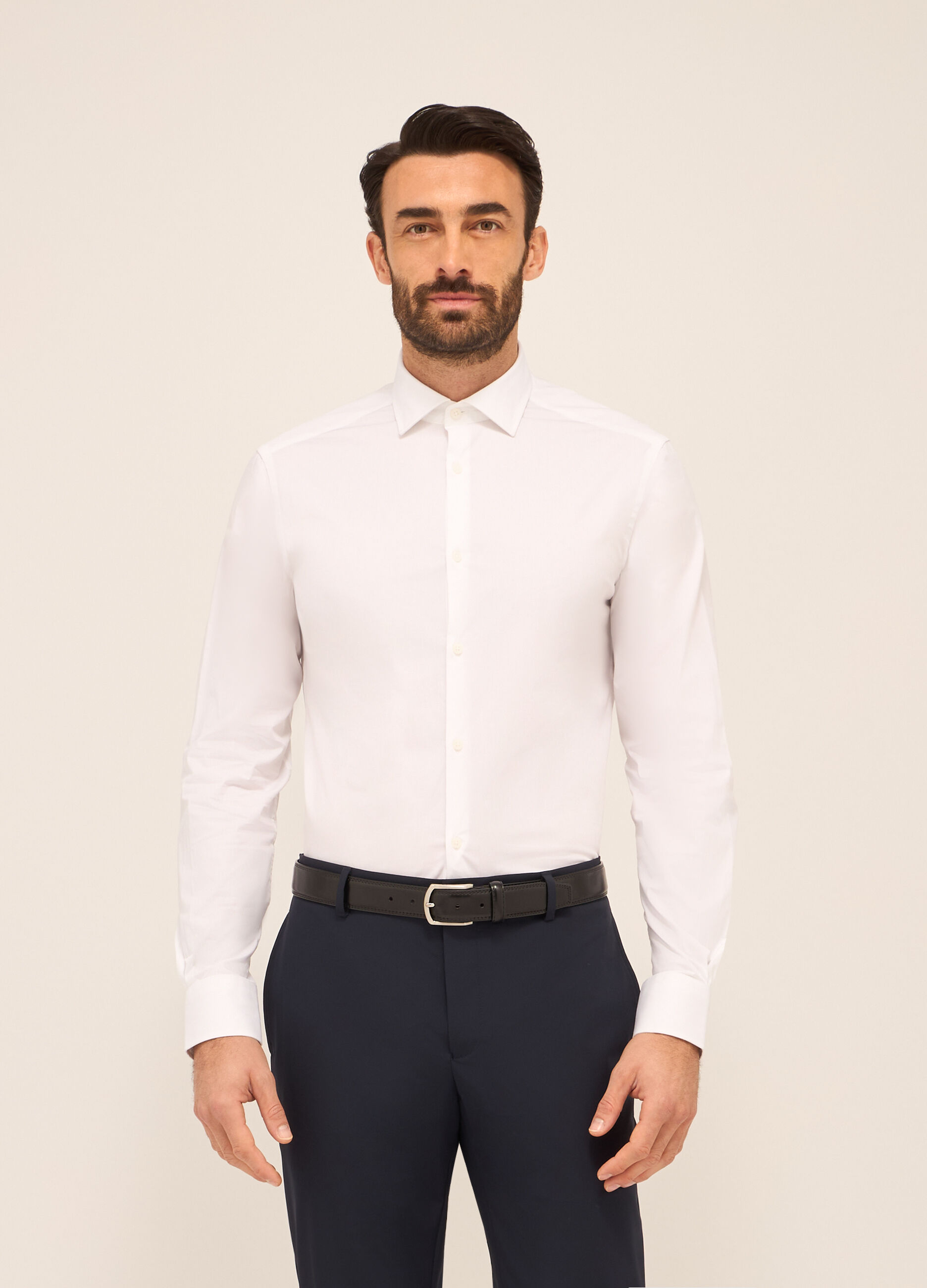 Camicia slim fit in cotone stretch uomo_0