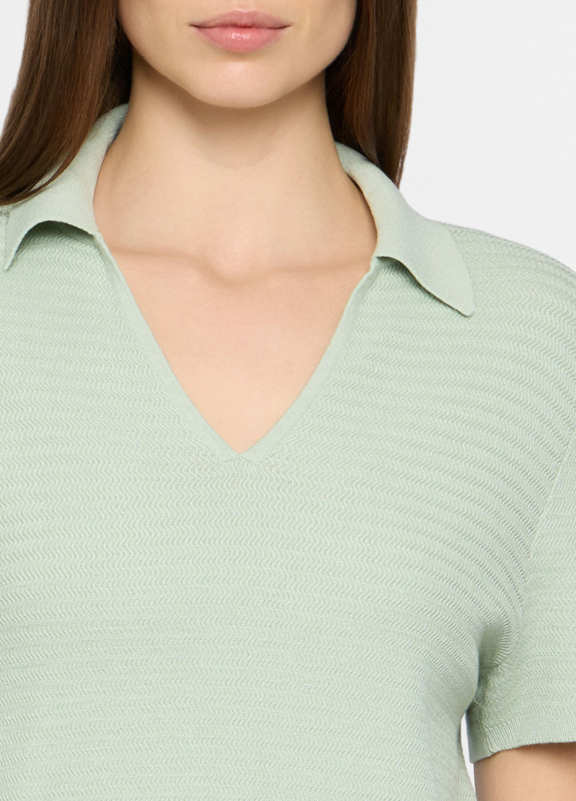 Polo con scollo a V donna_2