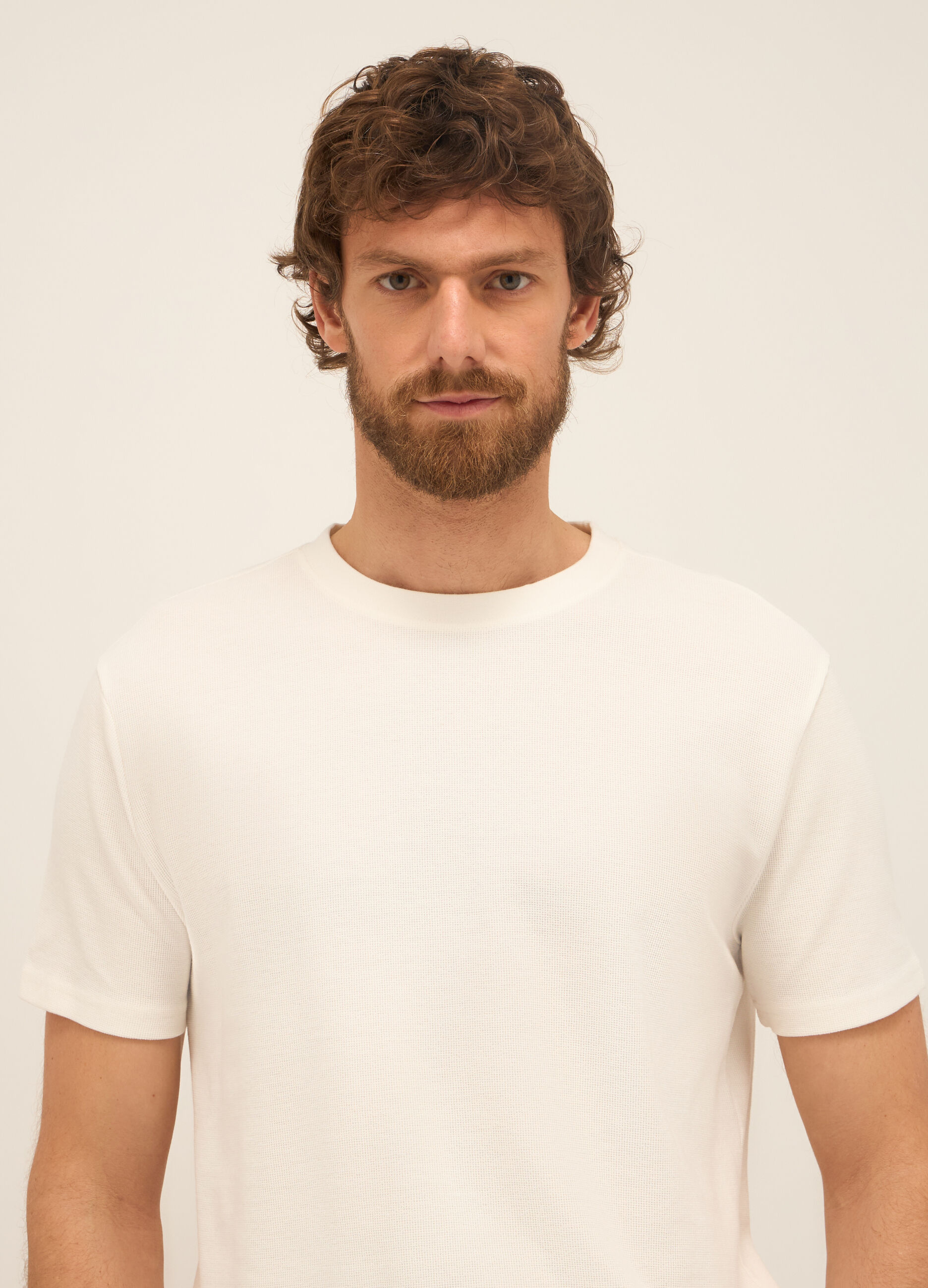 T-shirt girocollo in piquet di cotone uomo_2