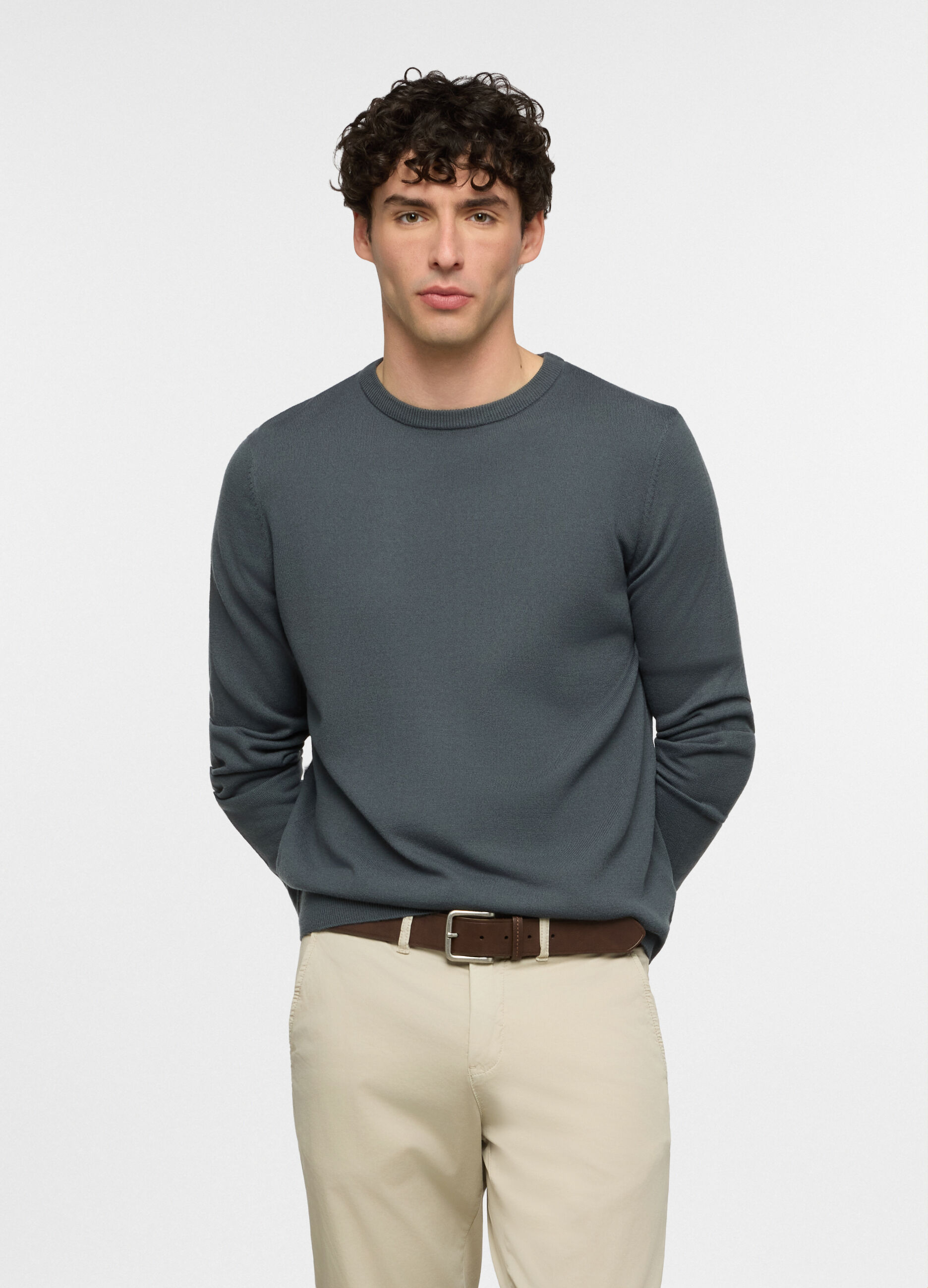 Maglione girocollo in jersey uomo_0
