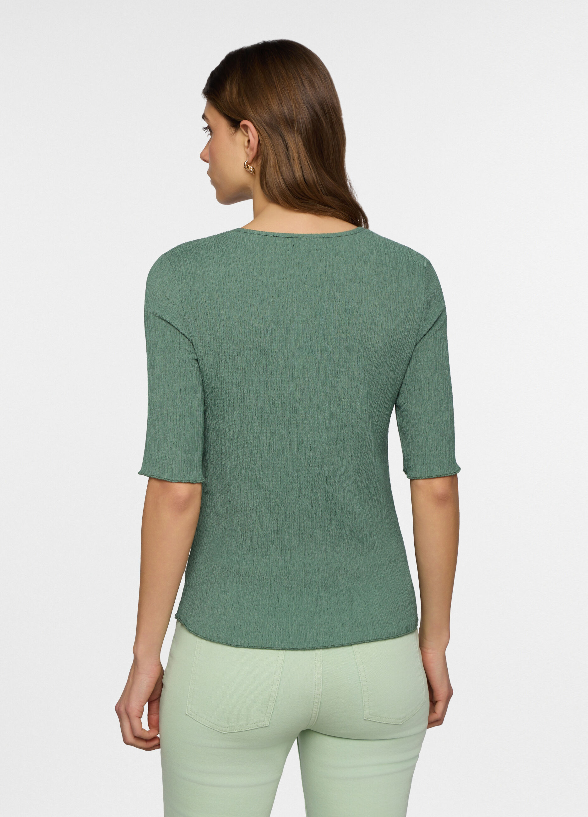 T-shirt girocollo crinkle donna_1