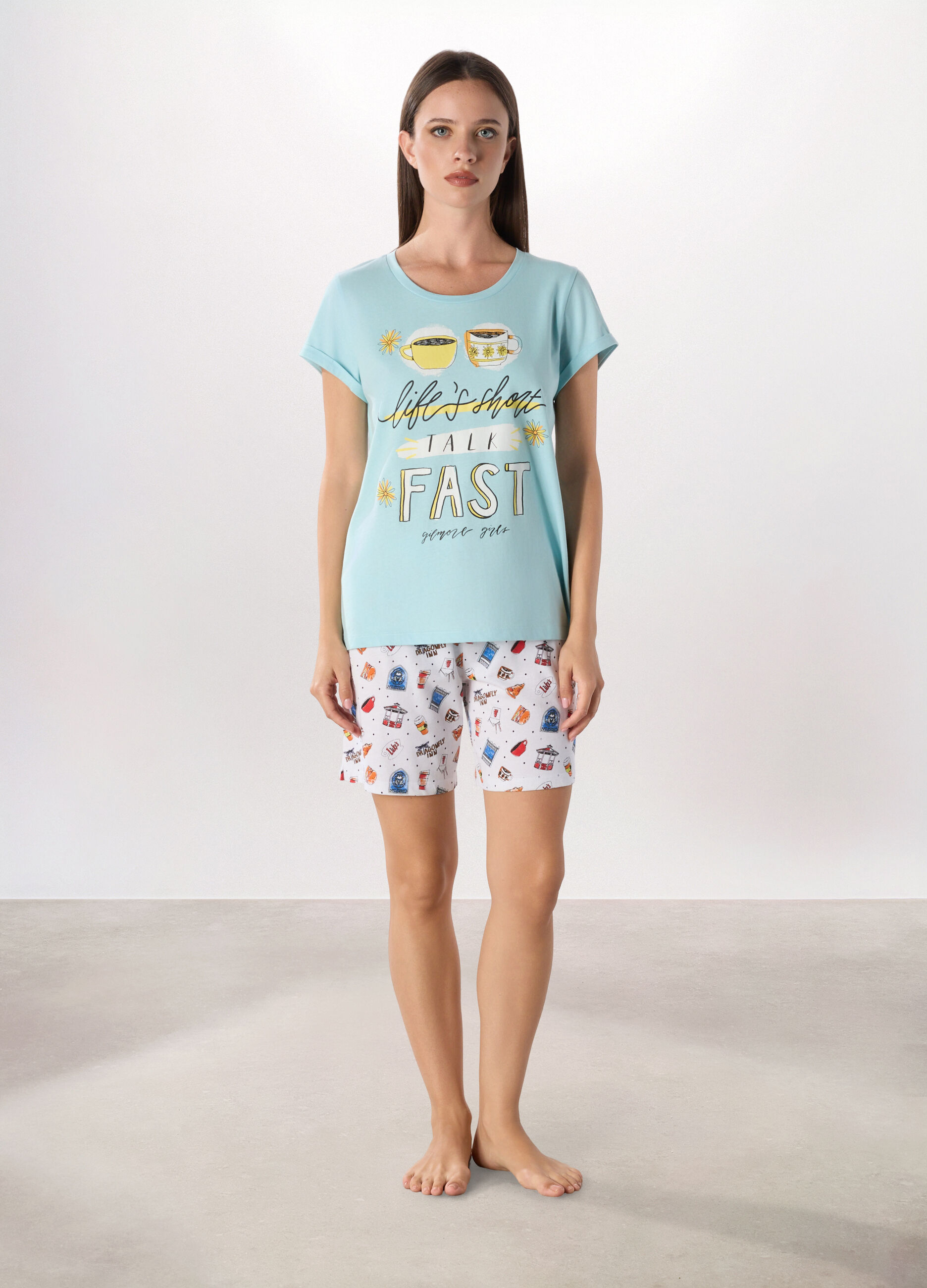 Set pigiama Gilmore Girls corto in puro cotone donna_0