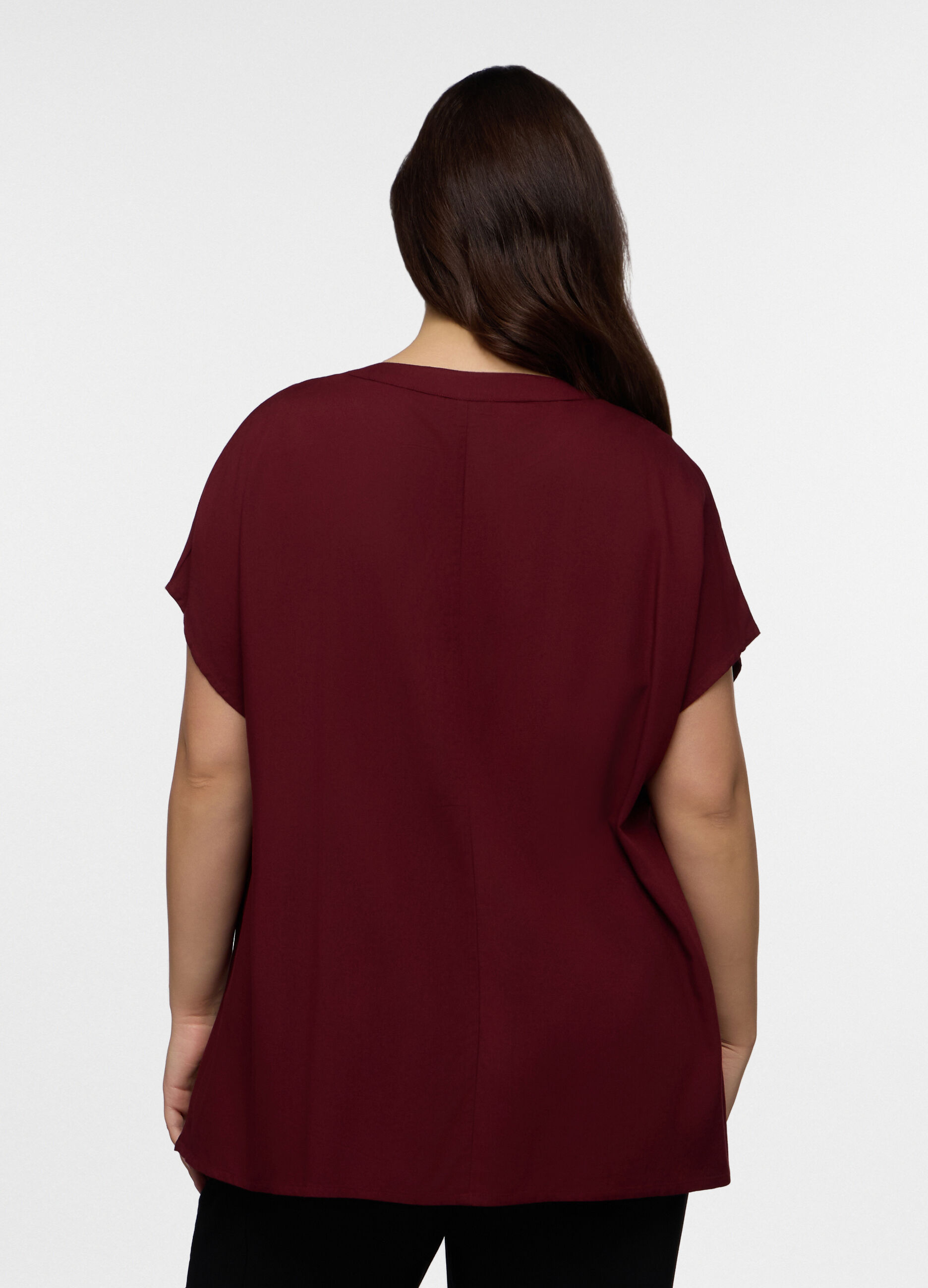 Blusa Fit Regular con scollo a V in pura viscosa donna curvy_1