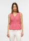 Blusa smanicata fit regular con scollo a V in misto cotone donna_0