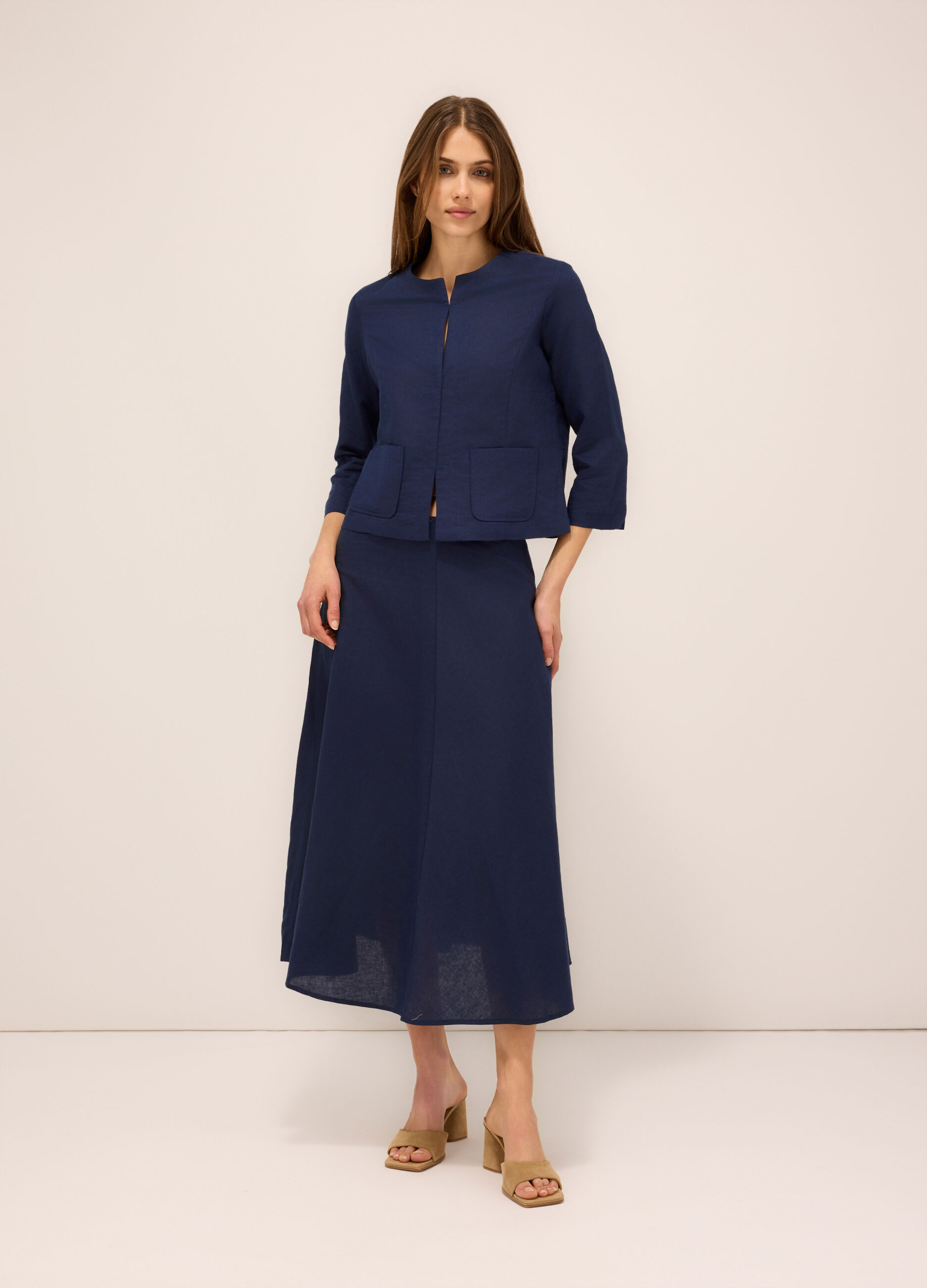 Giacca misto lino donna_0