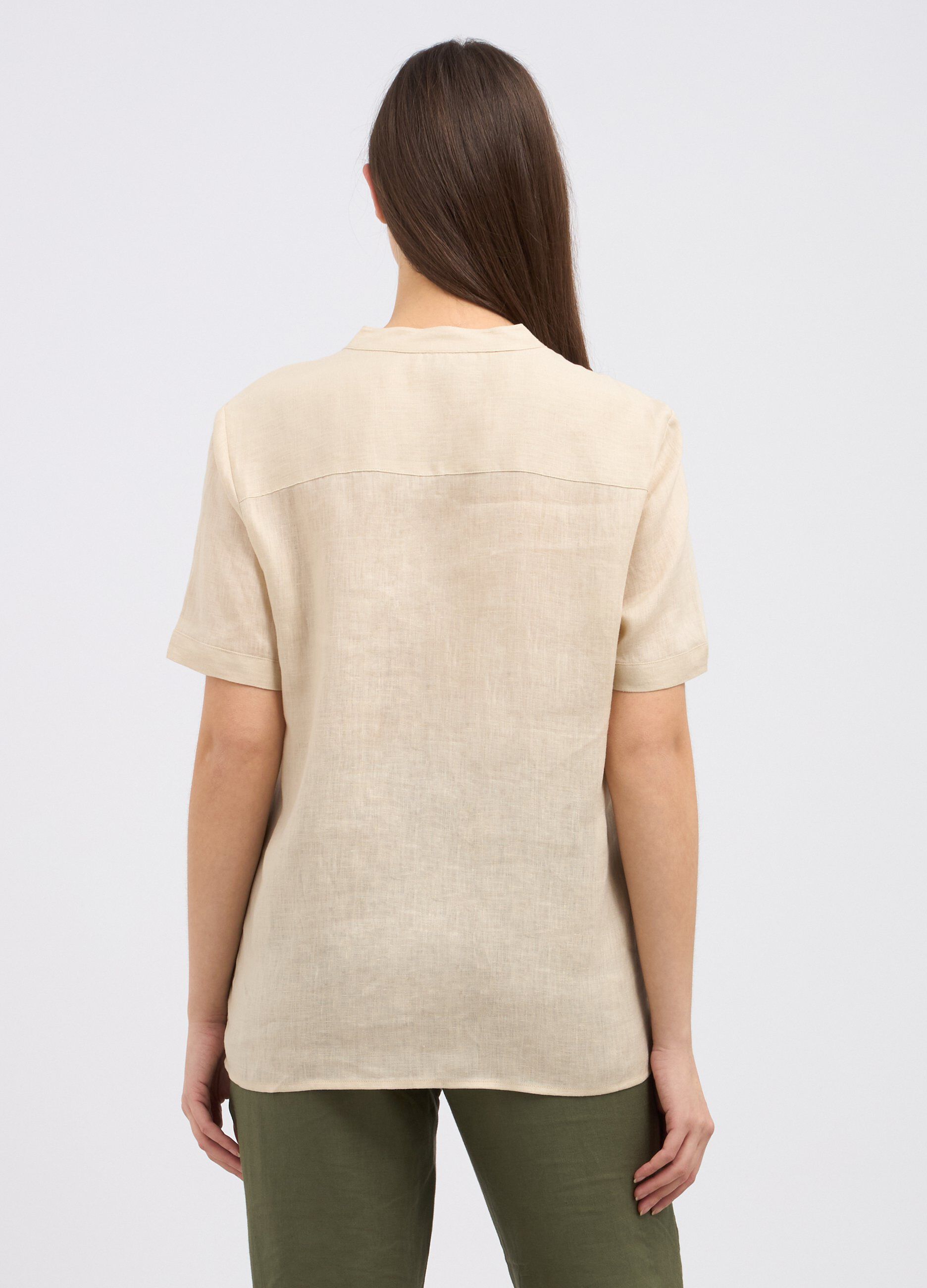 Camicia in puro lino a maniche corte donna_1