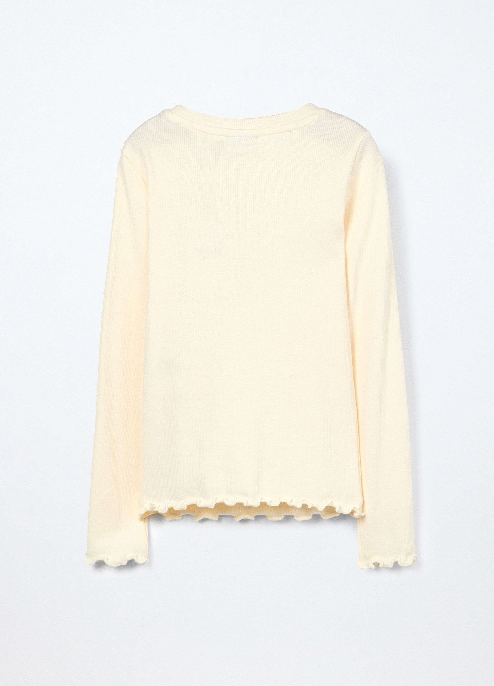 T-shirt in costina di cotone stretch bambina_1