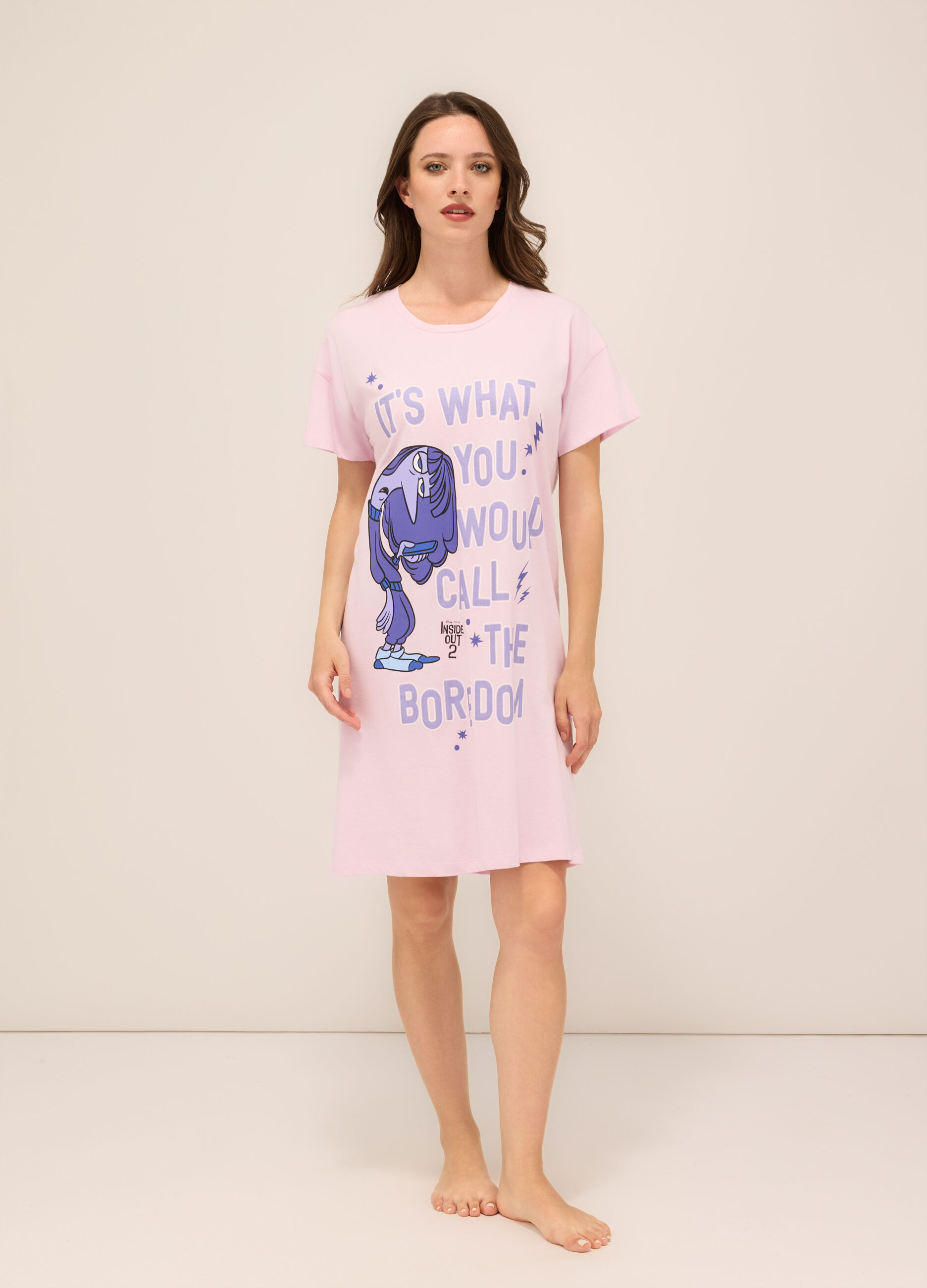 Camicia da notte in jersey di puro cotone donna_0