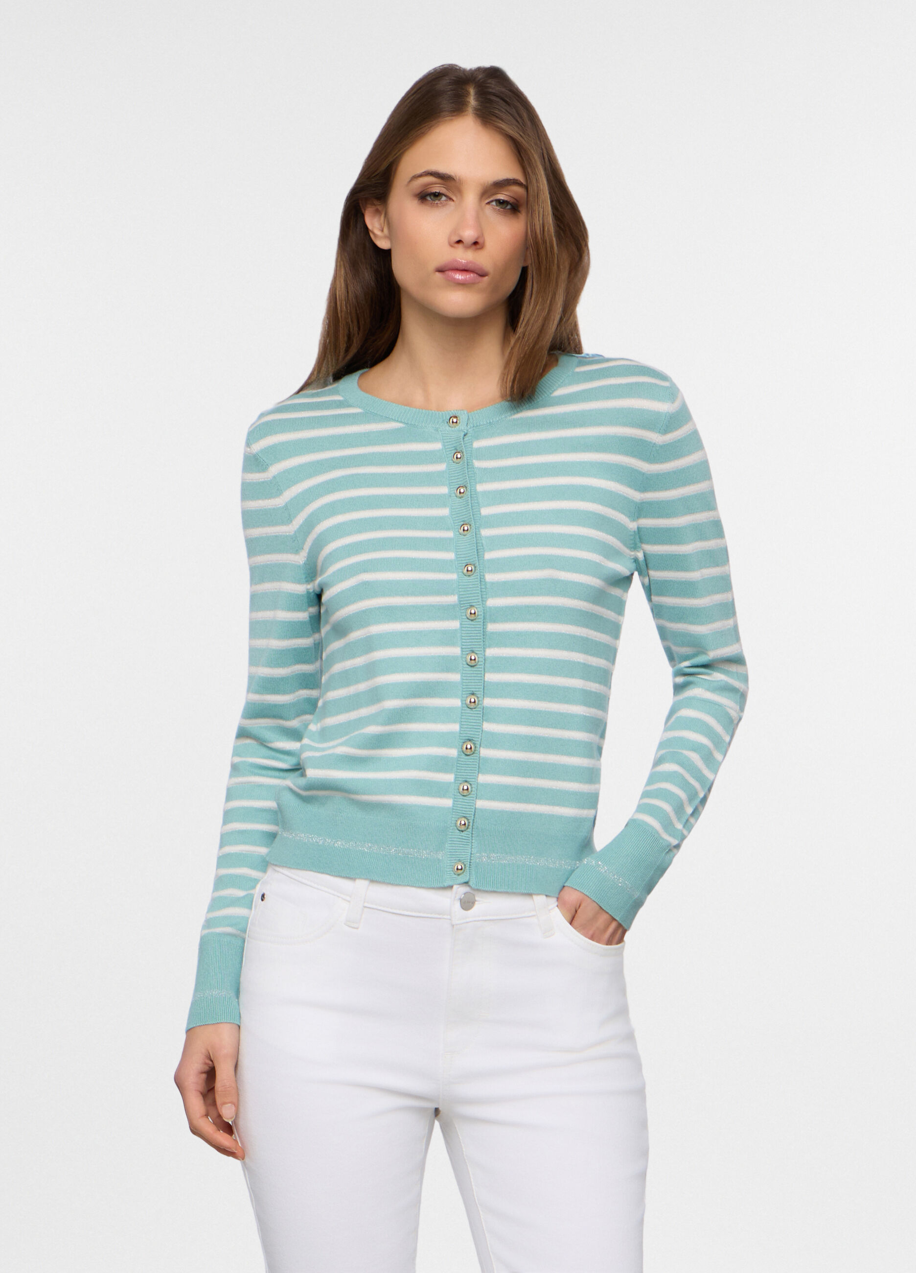 Cardigan girocollo rasato donna_0