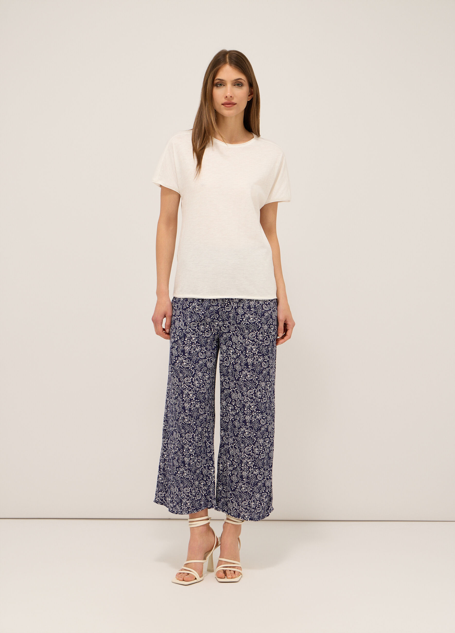 Pantaloni in pura viscosa creponne donna_0
