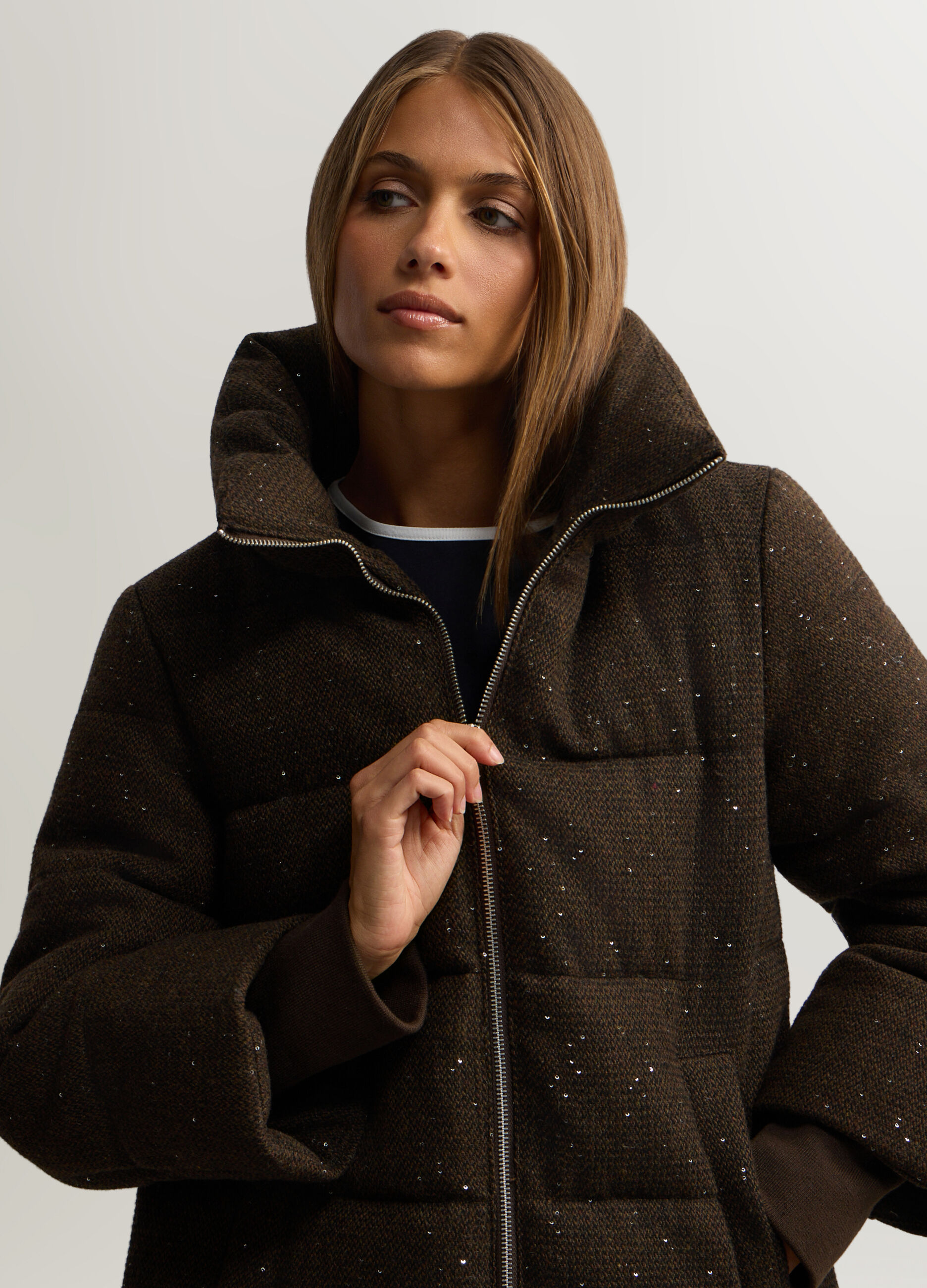 Giubbino imbottito Fit over misto lana donna_2