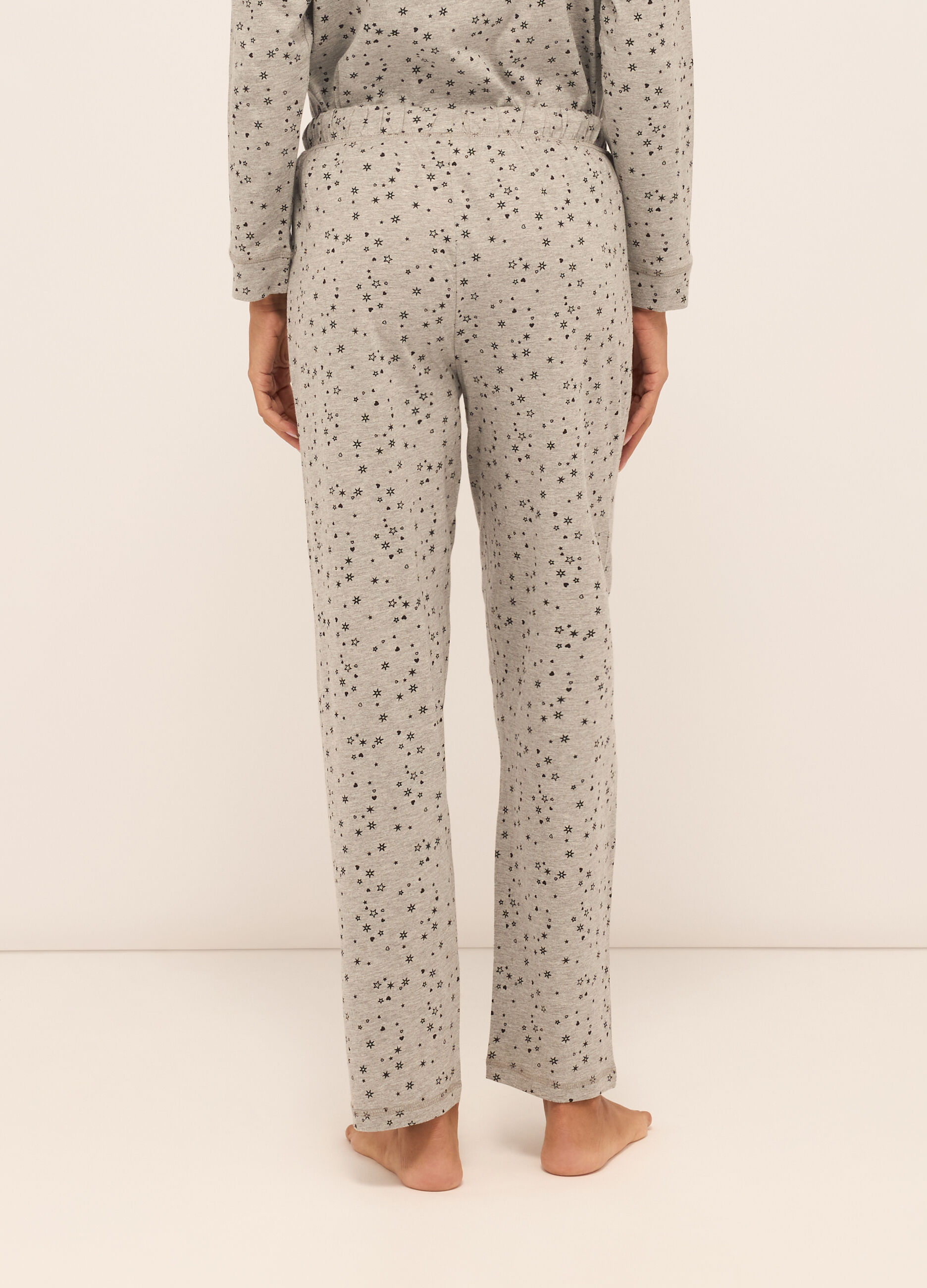 Pantaloni pigiama lunghi in jersey di puro cotone donna_2