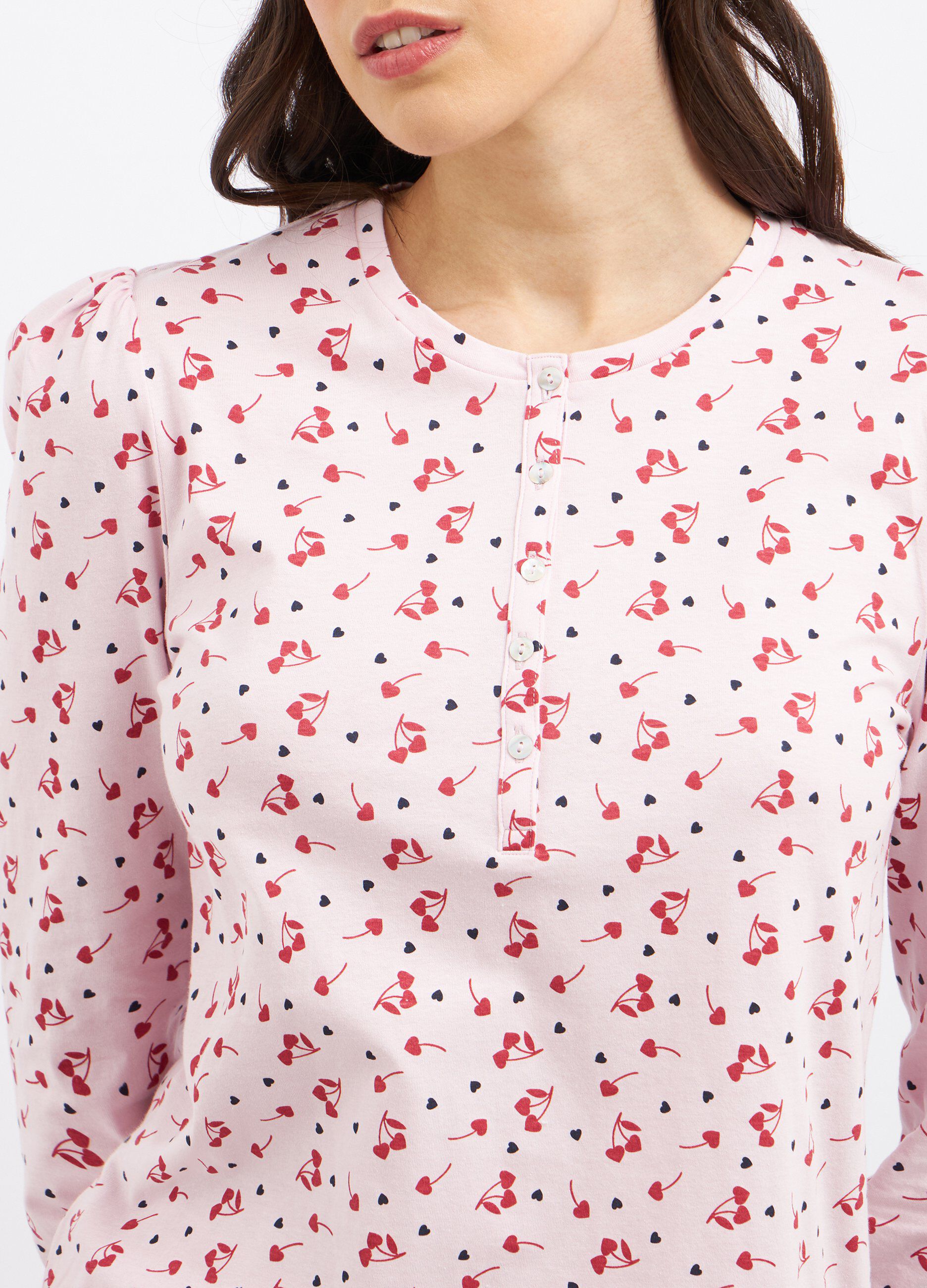 Set pigiama lungo in puro cotone stampato donna_2