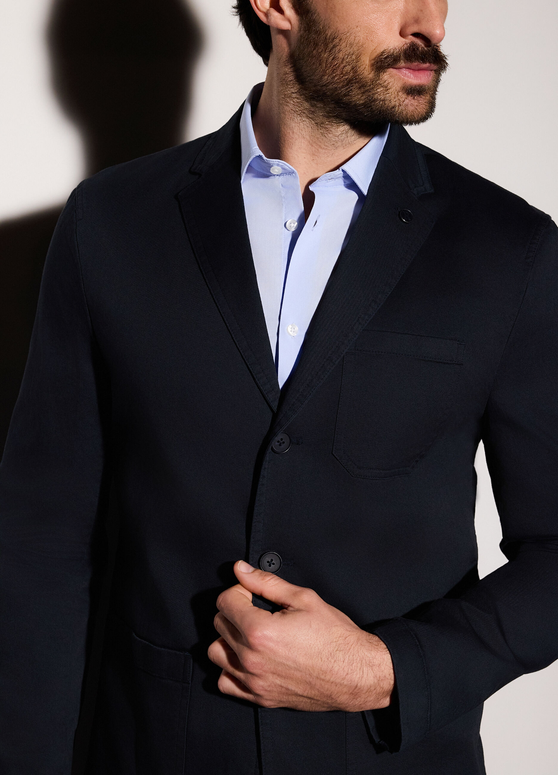 Blazer destrutturato in cotone stretch uomo_2