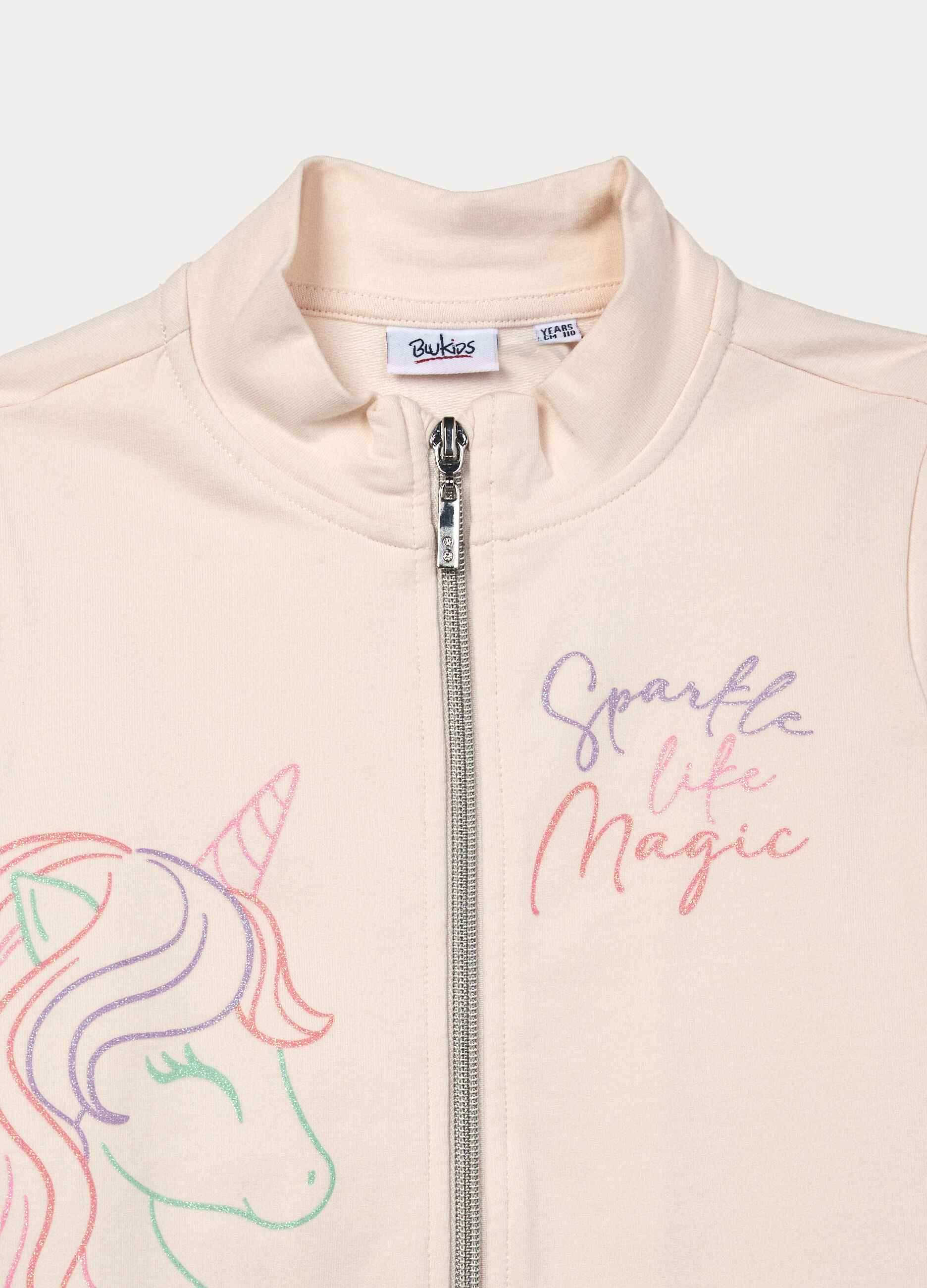 Felpa full zip in french terry di cotone stretch bambina_2