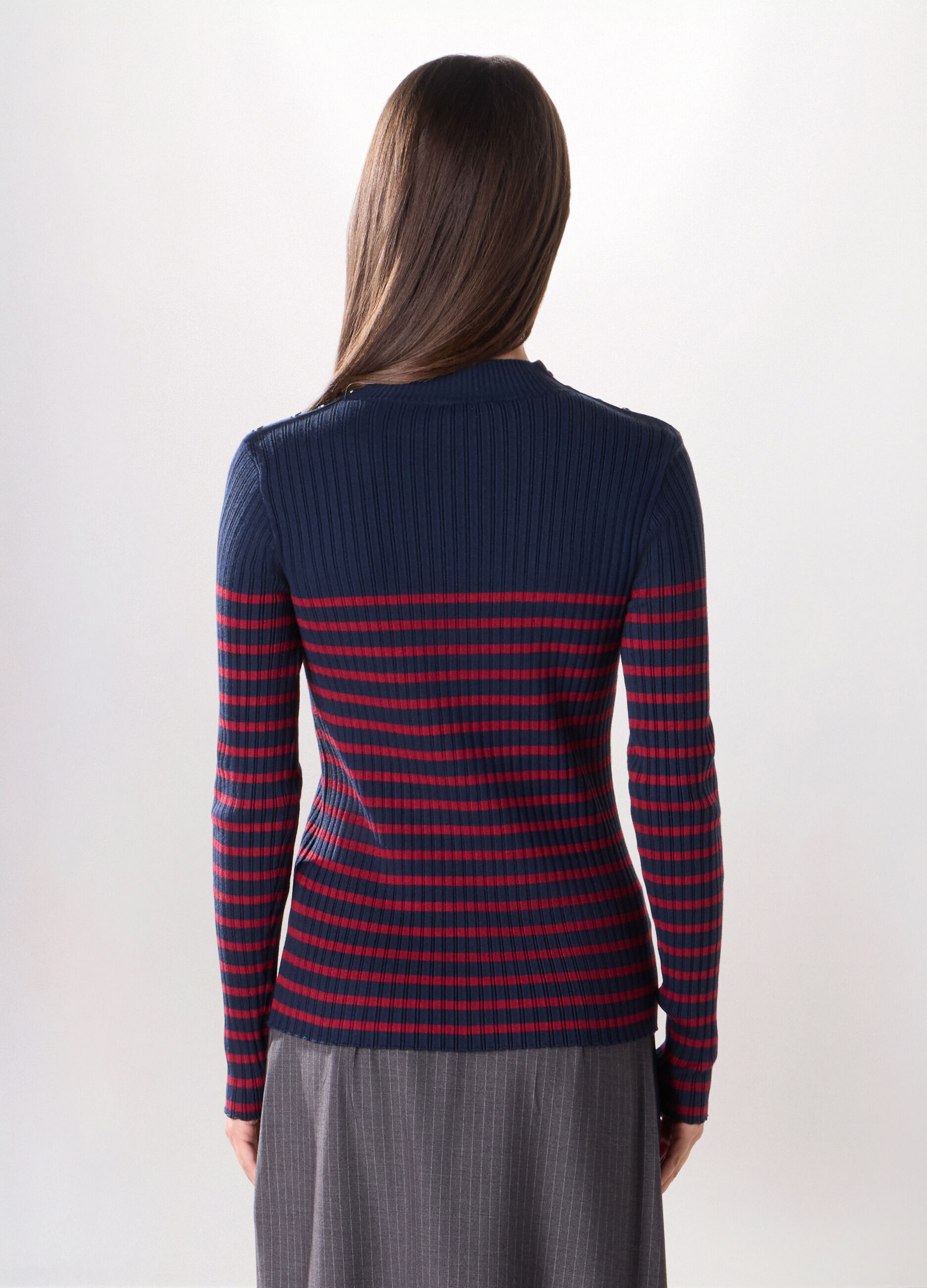 T-shirt in costina misto viscosa donna_1