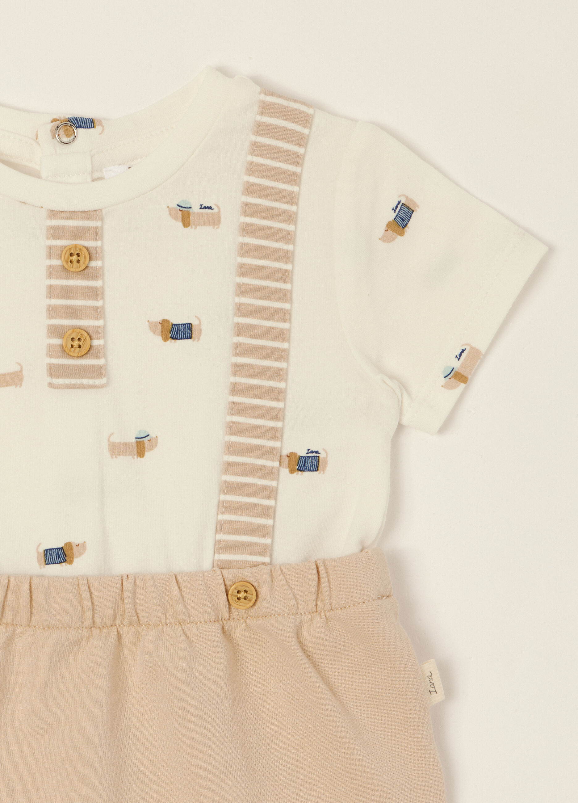 Pagliaccetto bianco con stampa e dettagli in cotone organico_2