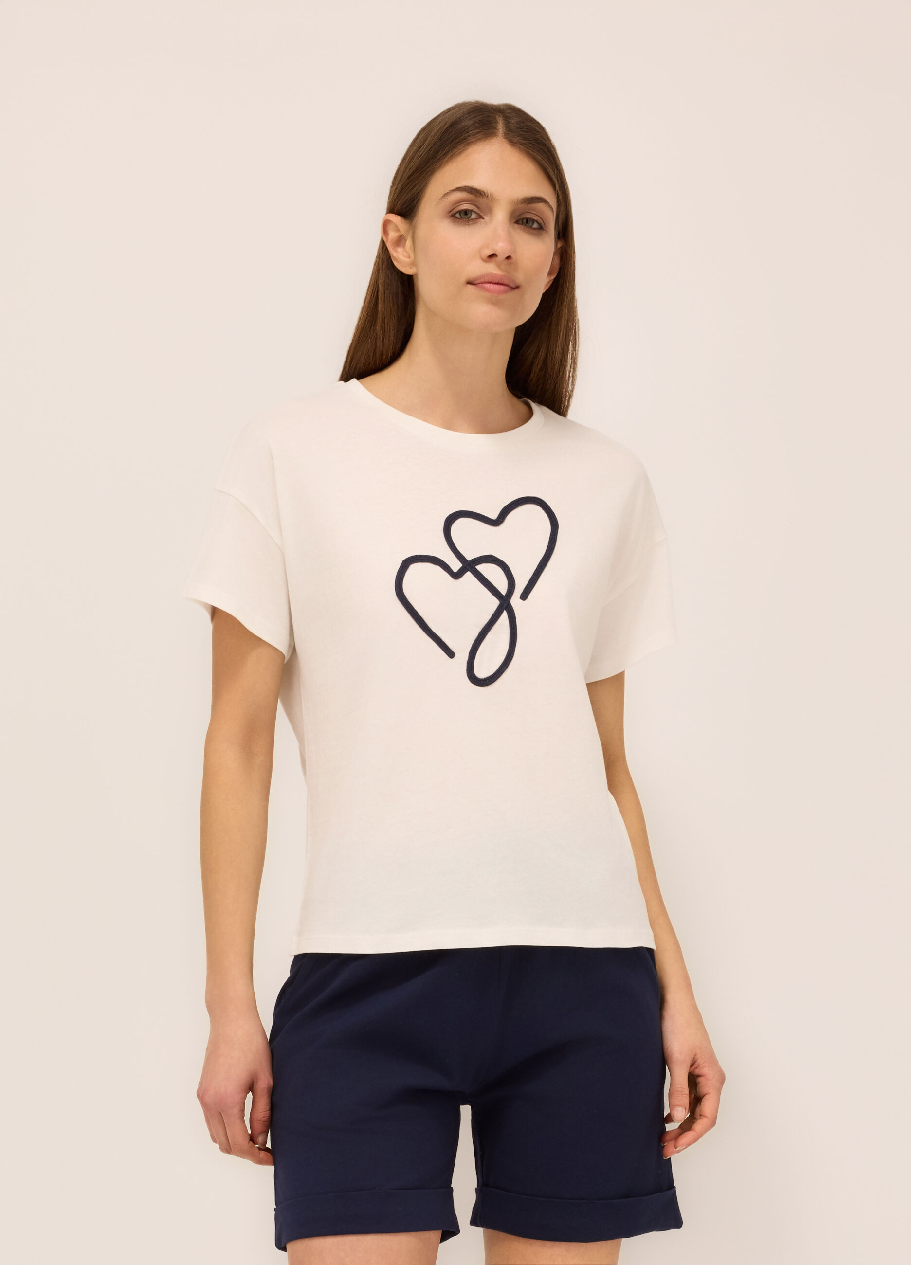 T-shirt in jersey di puro cotone donna_0