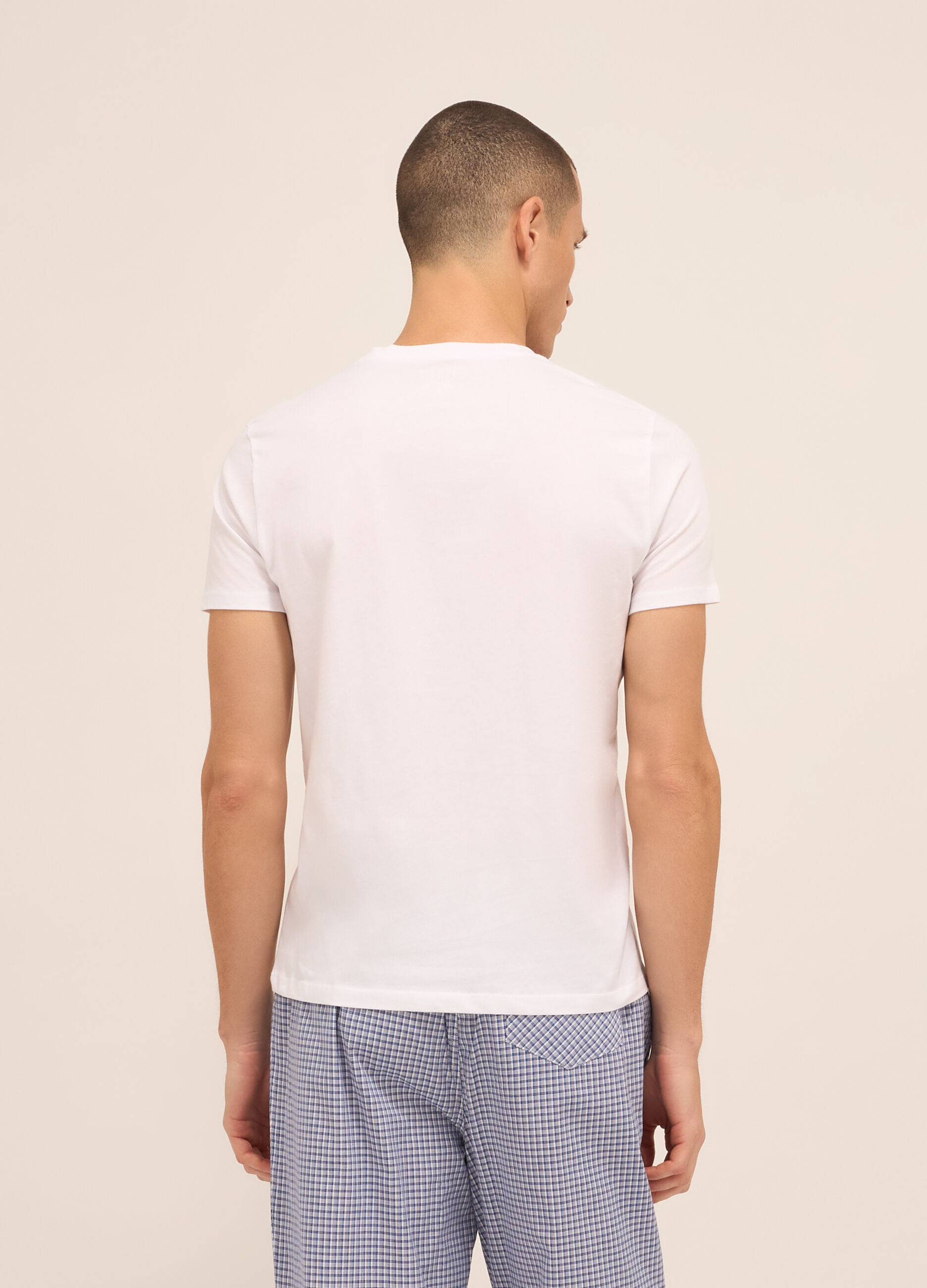 T-shirt collo a V in puro cotone uomo_1