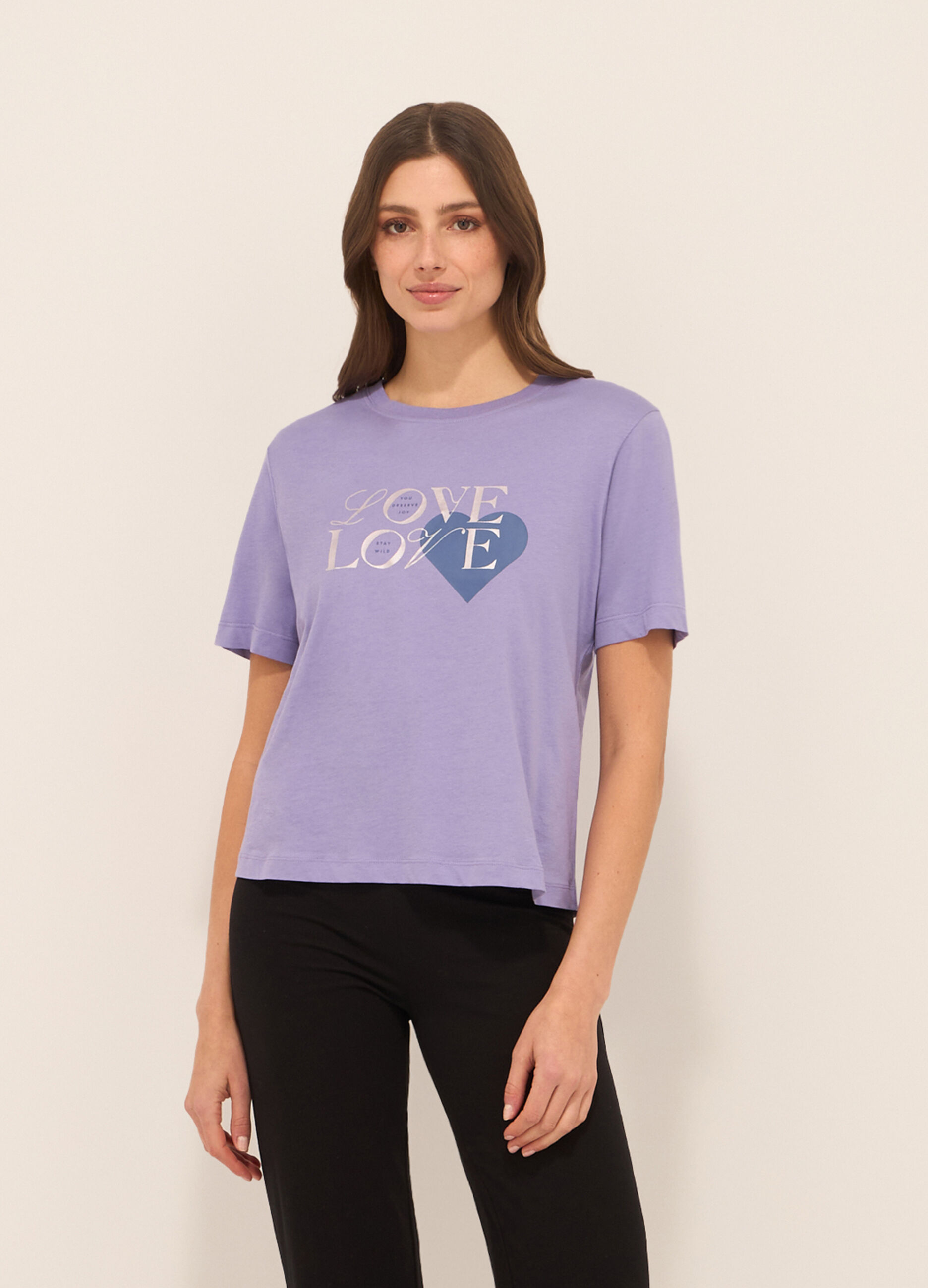 T-shirt in jersey di puro cotone donna_0
