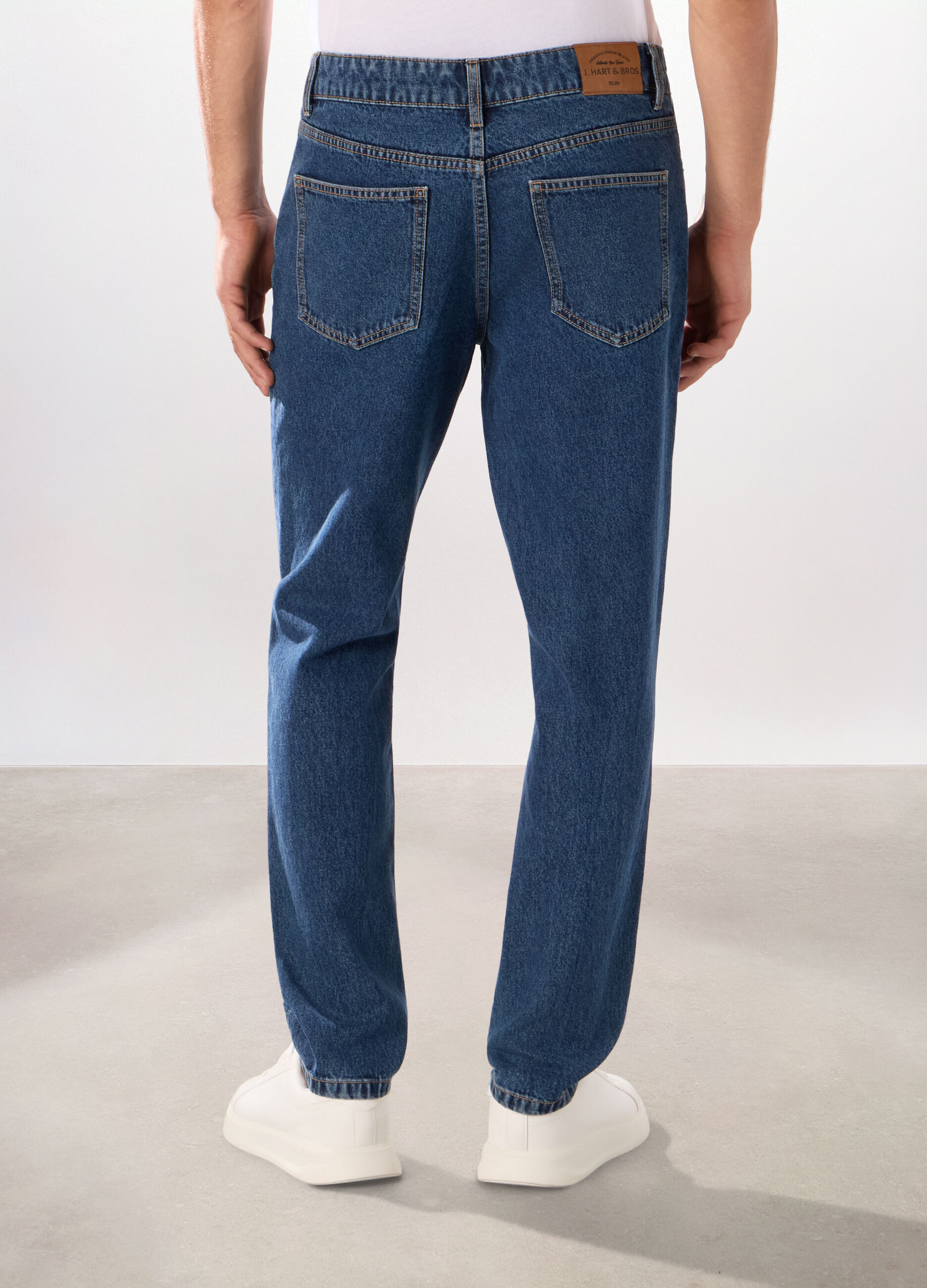 Jeans 5 tasche slim in denim di cotone uomo_2