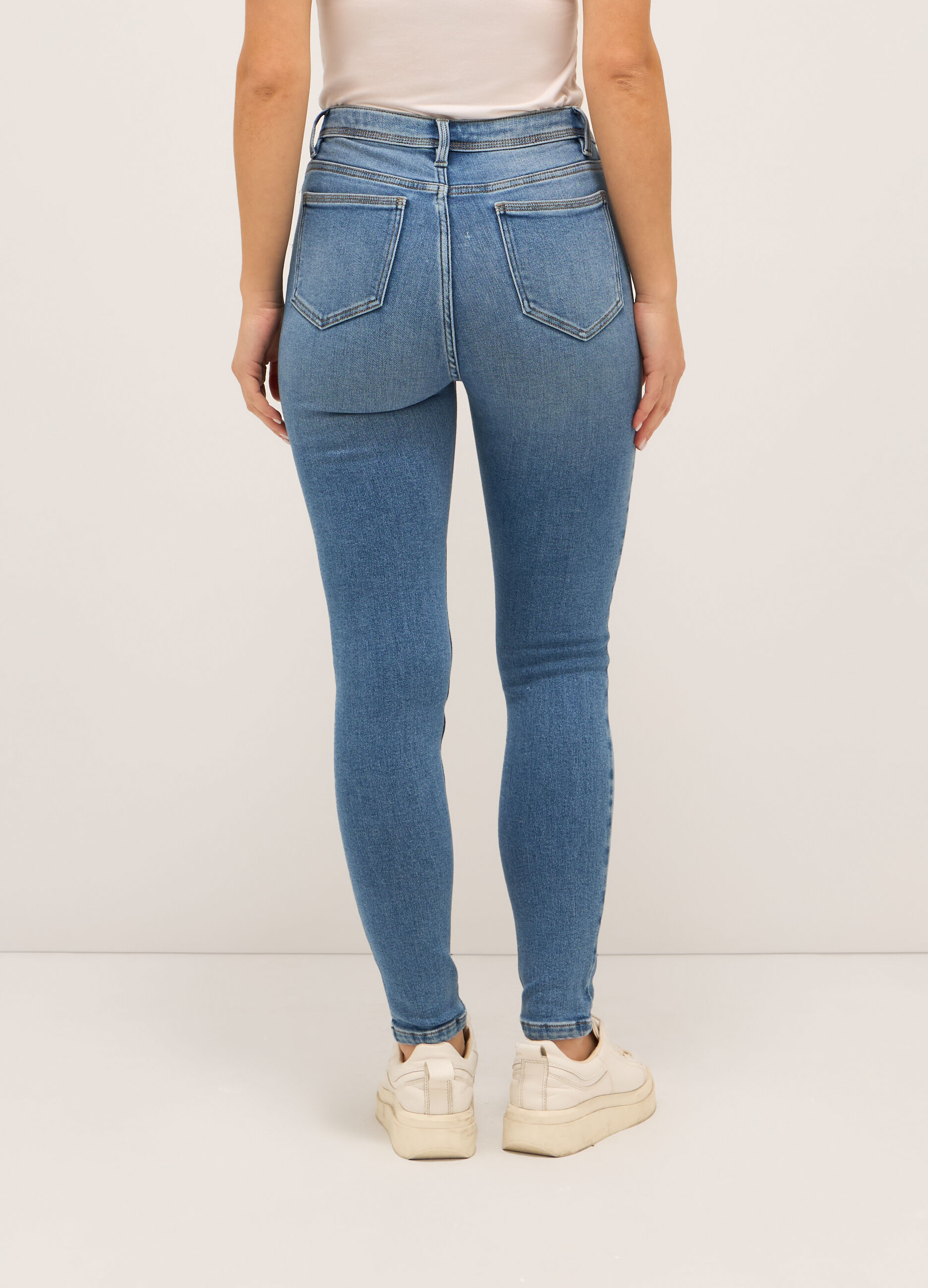 Treggings stretch denim di misto cotone donna_1