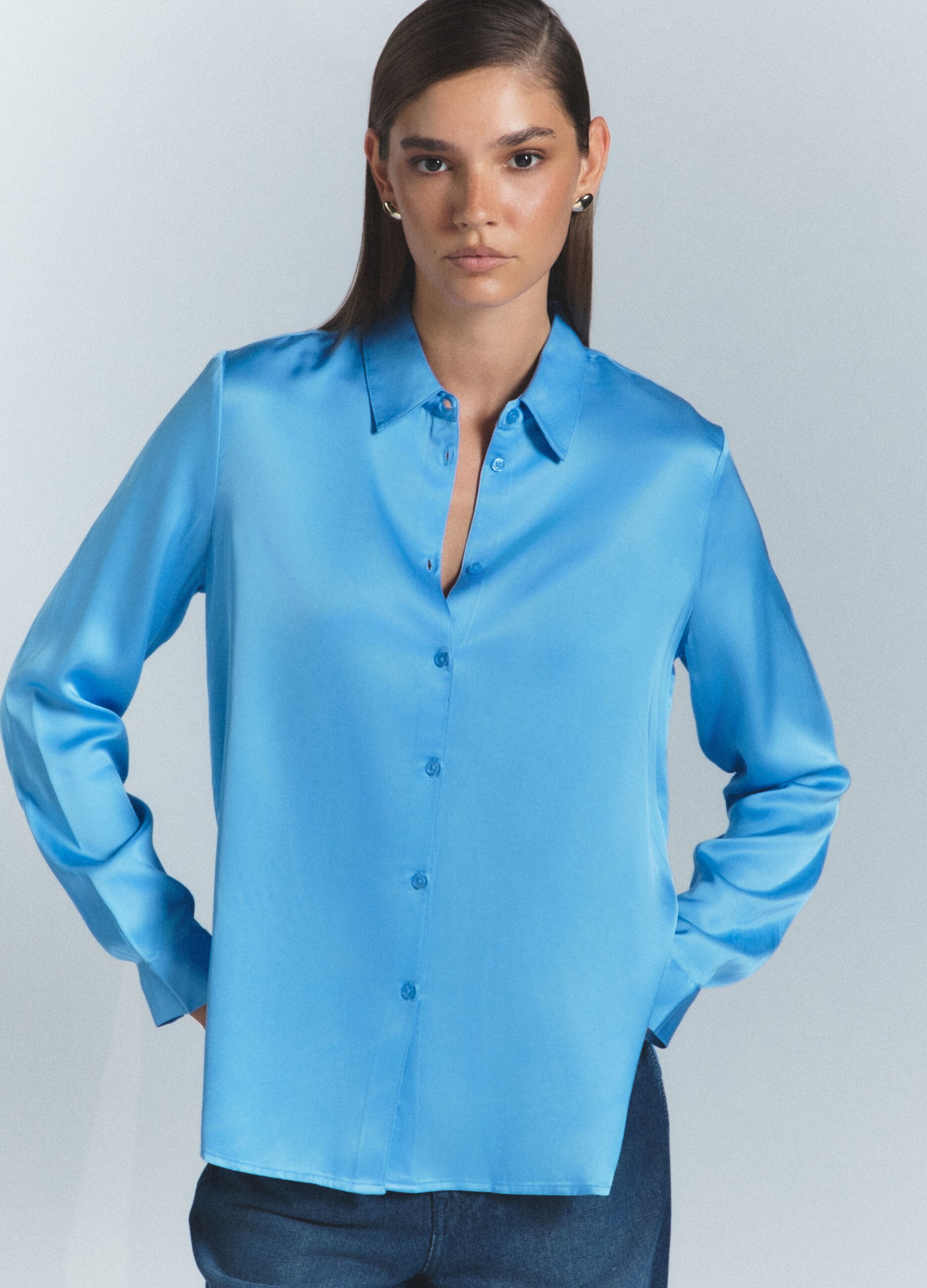 Camicia in raso di pura viscosa donna_1