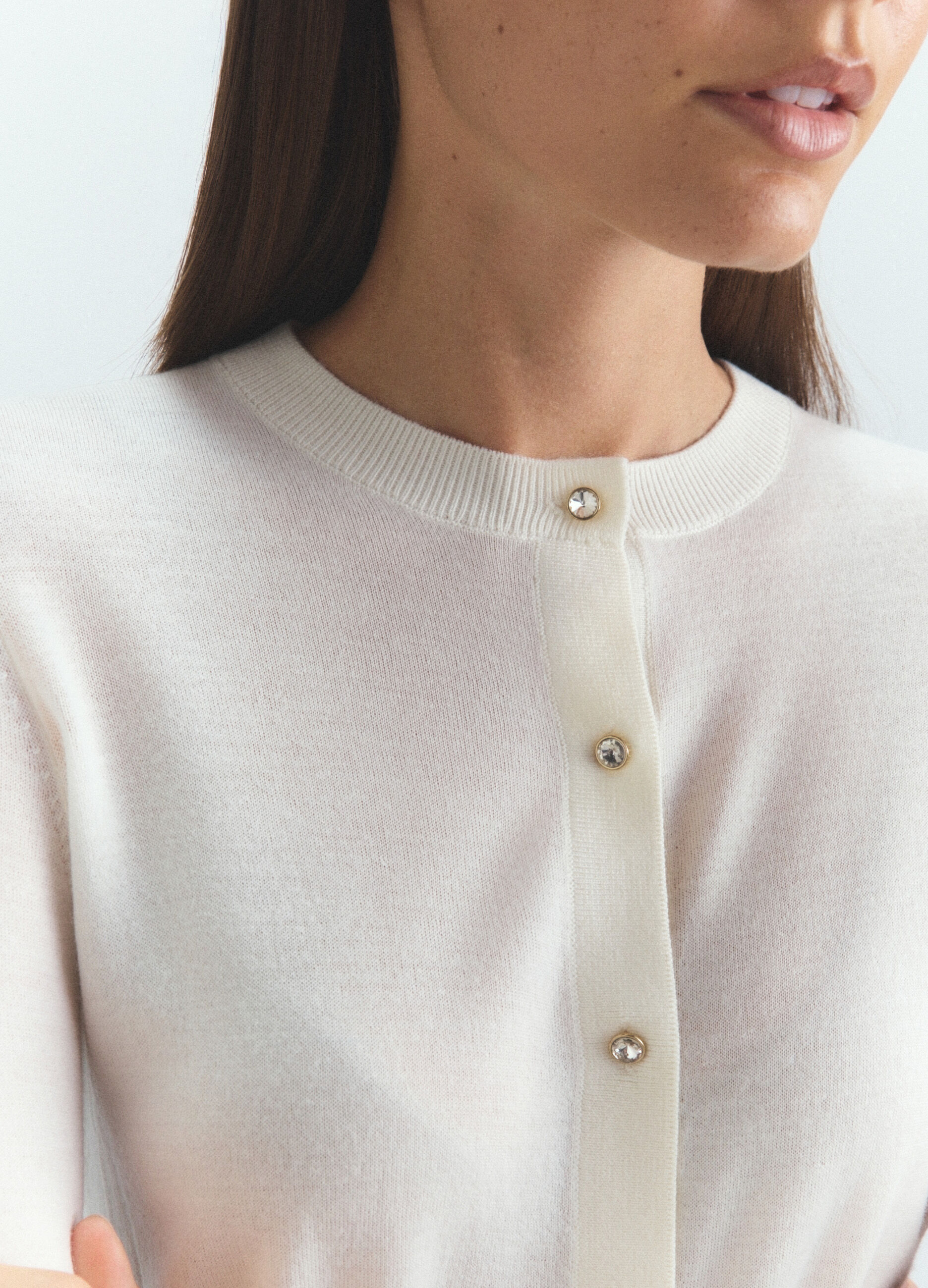 Cardigan girocollo rasato donna_3