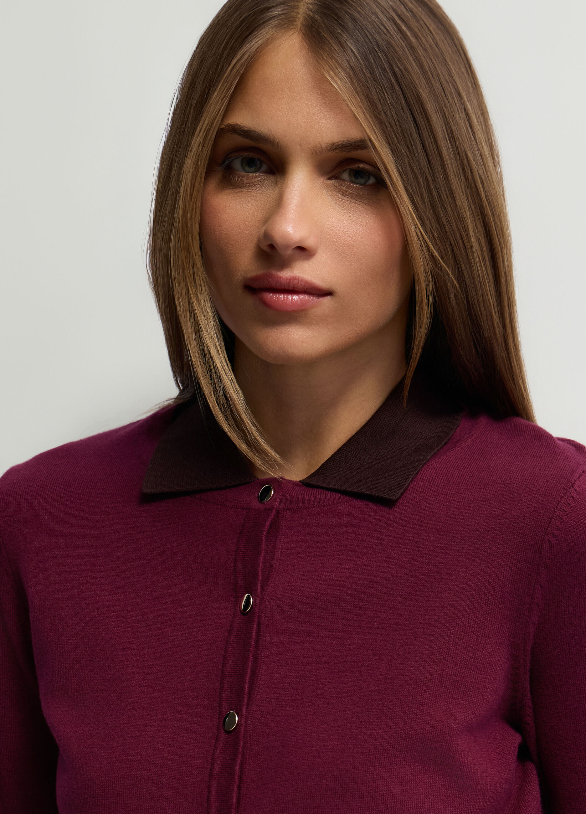 Cardigan girocollo rasato donna_2
