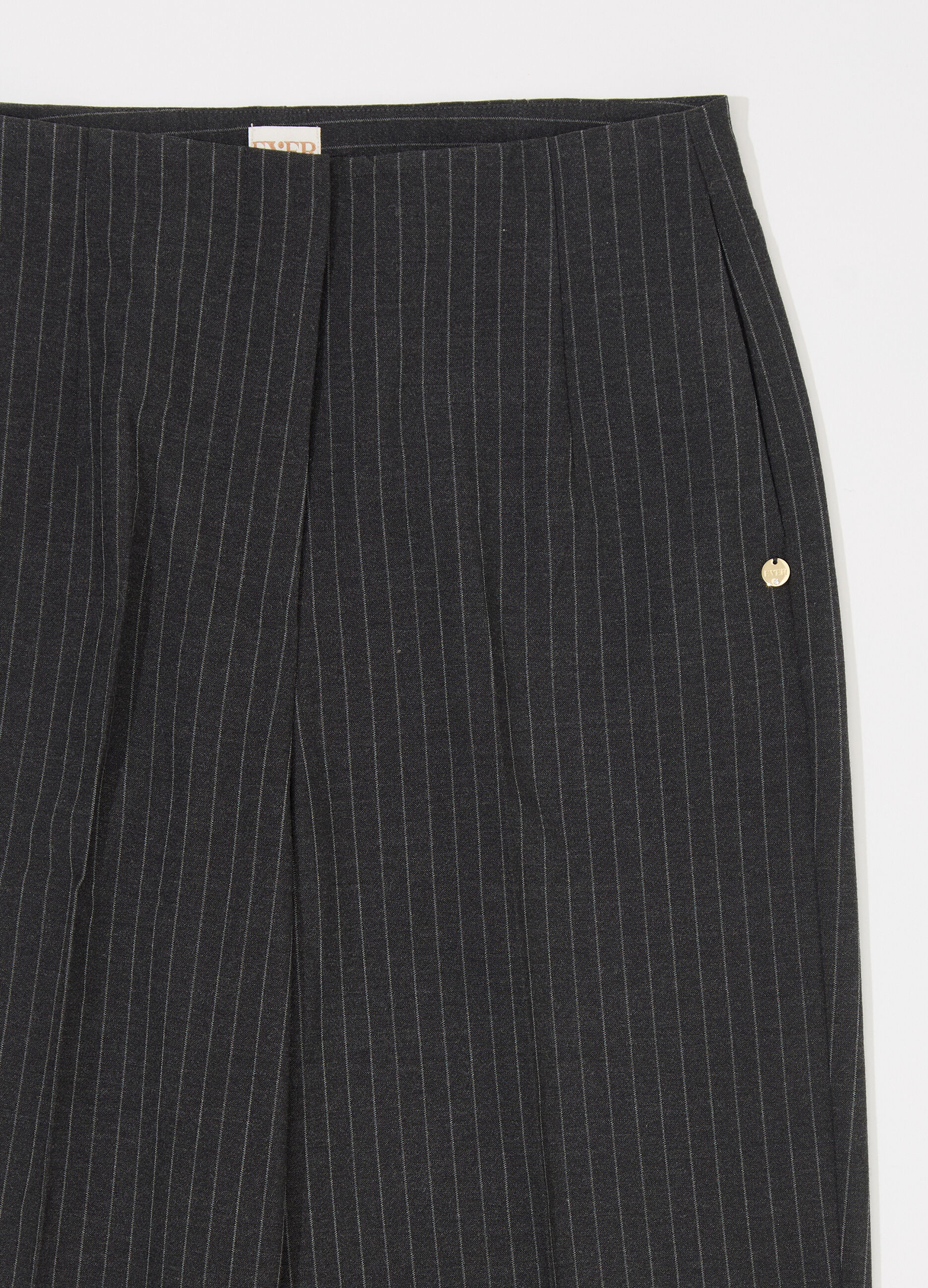 Pantaloni dritti in gessato di misto viscosa stretch donna_6